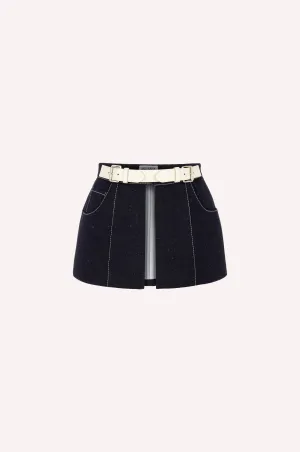 Denim Skirt Belt with Contrast Stitching