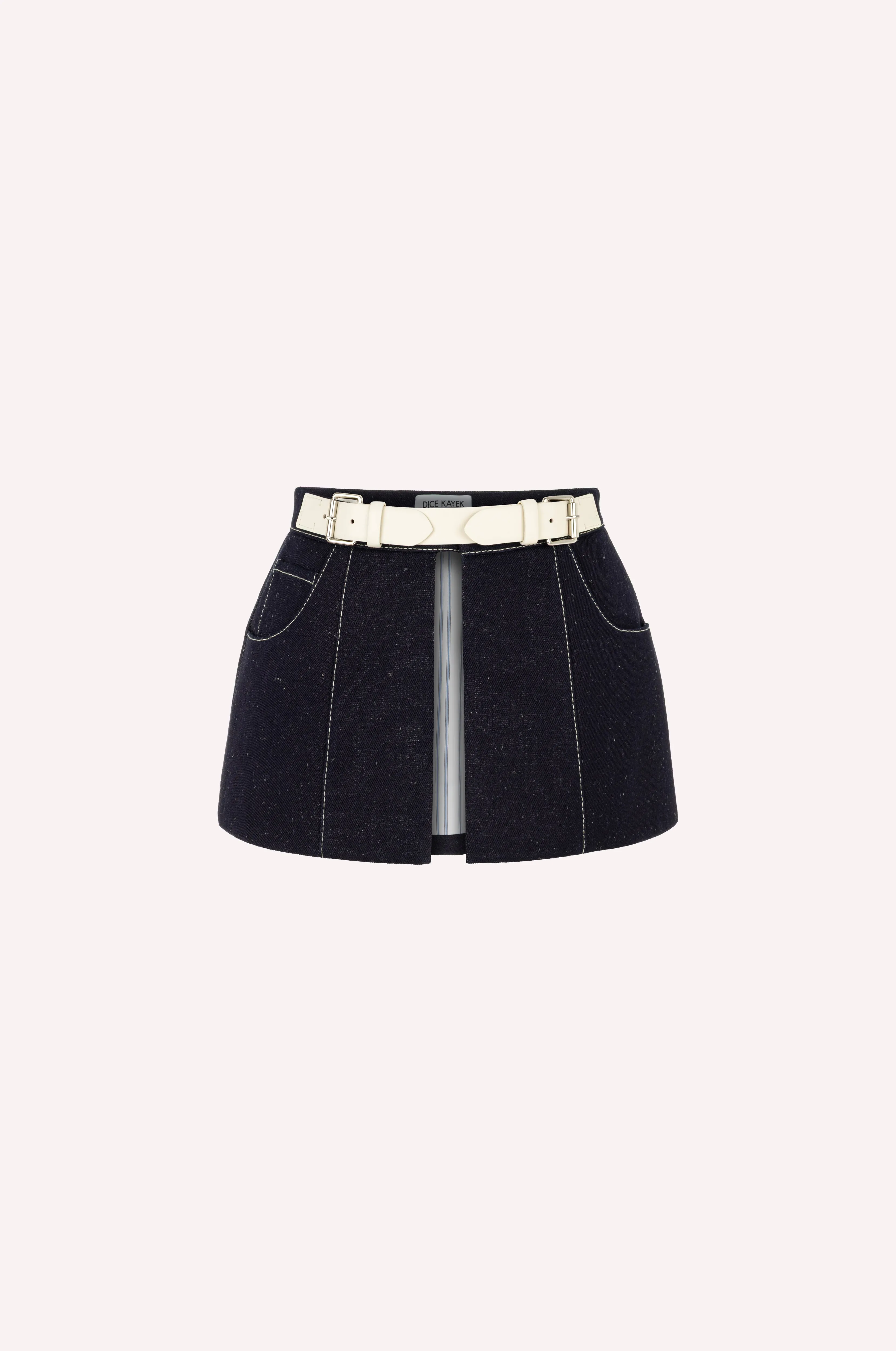 Denim Skirt Belt with Contrast Stitching