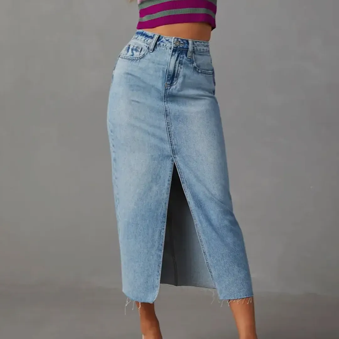 Denim Slit Midi