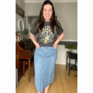 Denim Slit Midi