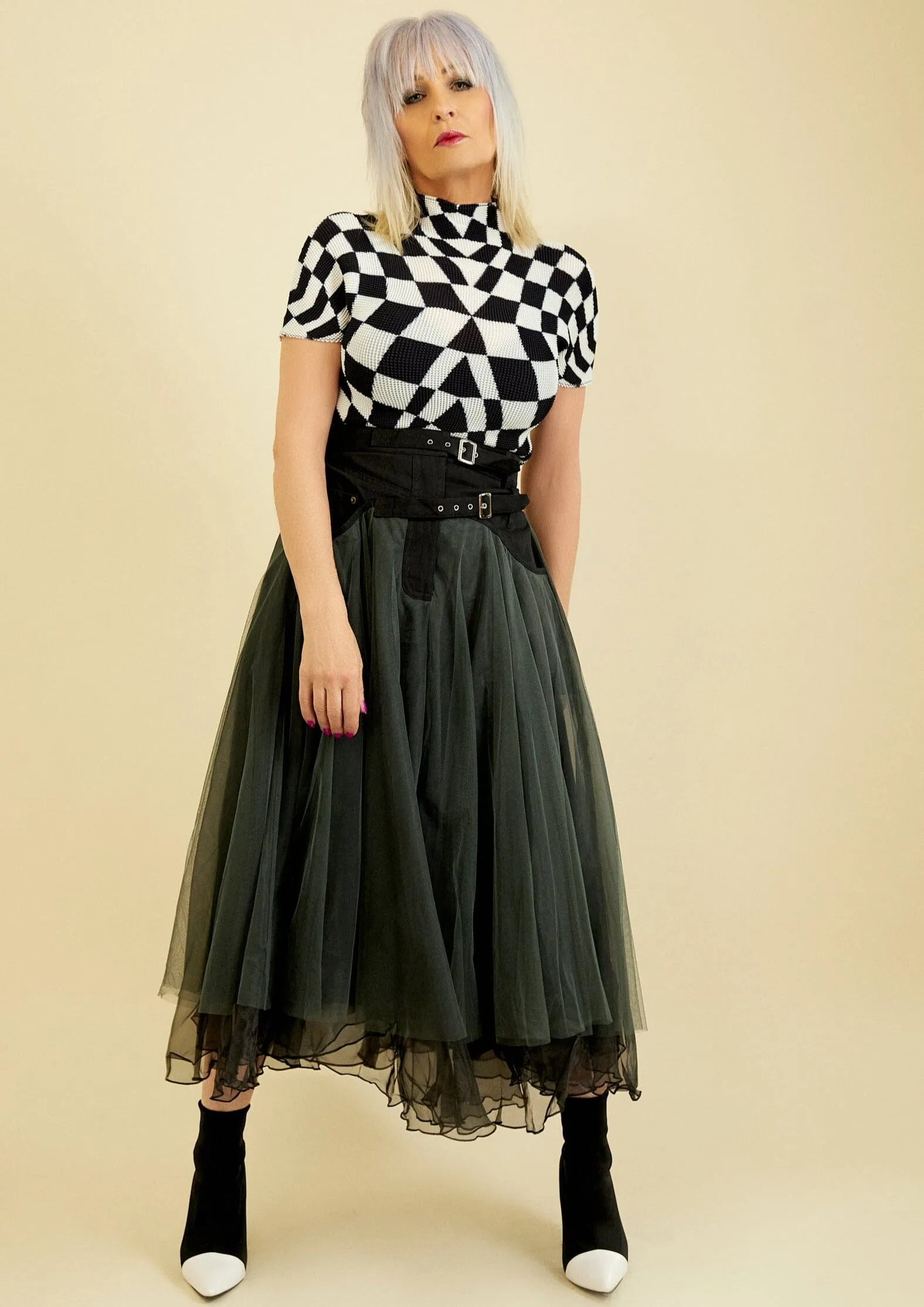 Denim   Tulle Skirt