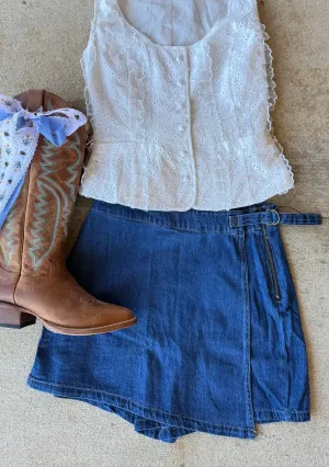 Denim Wrap Skort