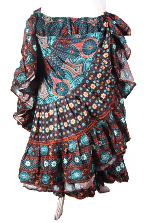 Digital print Skirt  Black /Turquoise WLS