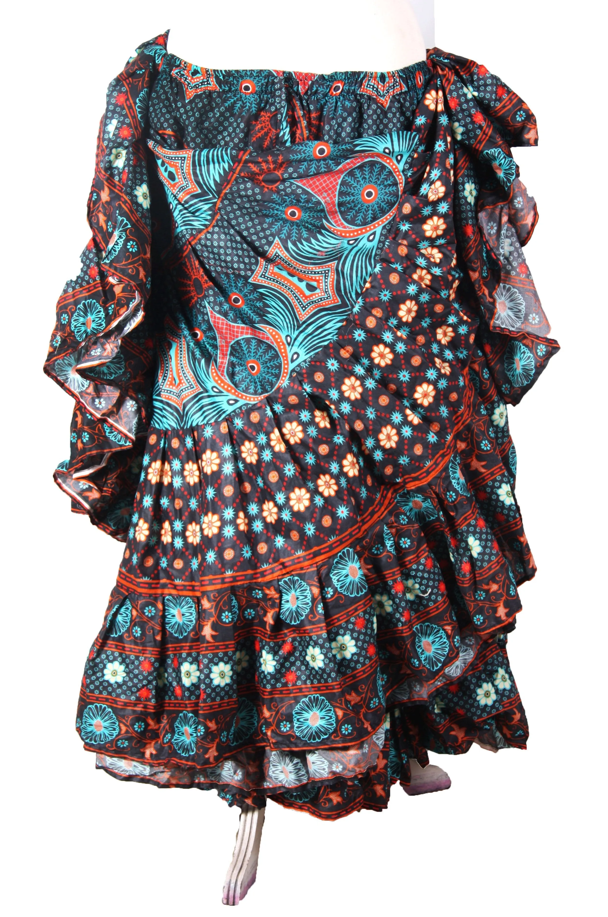 Digital print Skirt  Black /Turquoise WLS