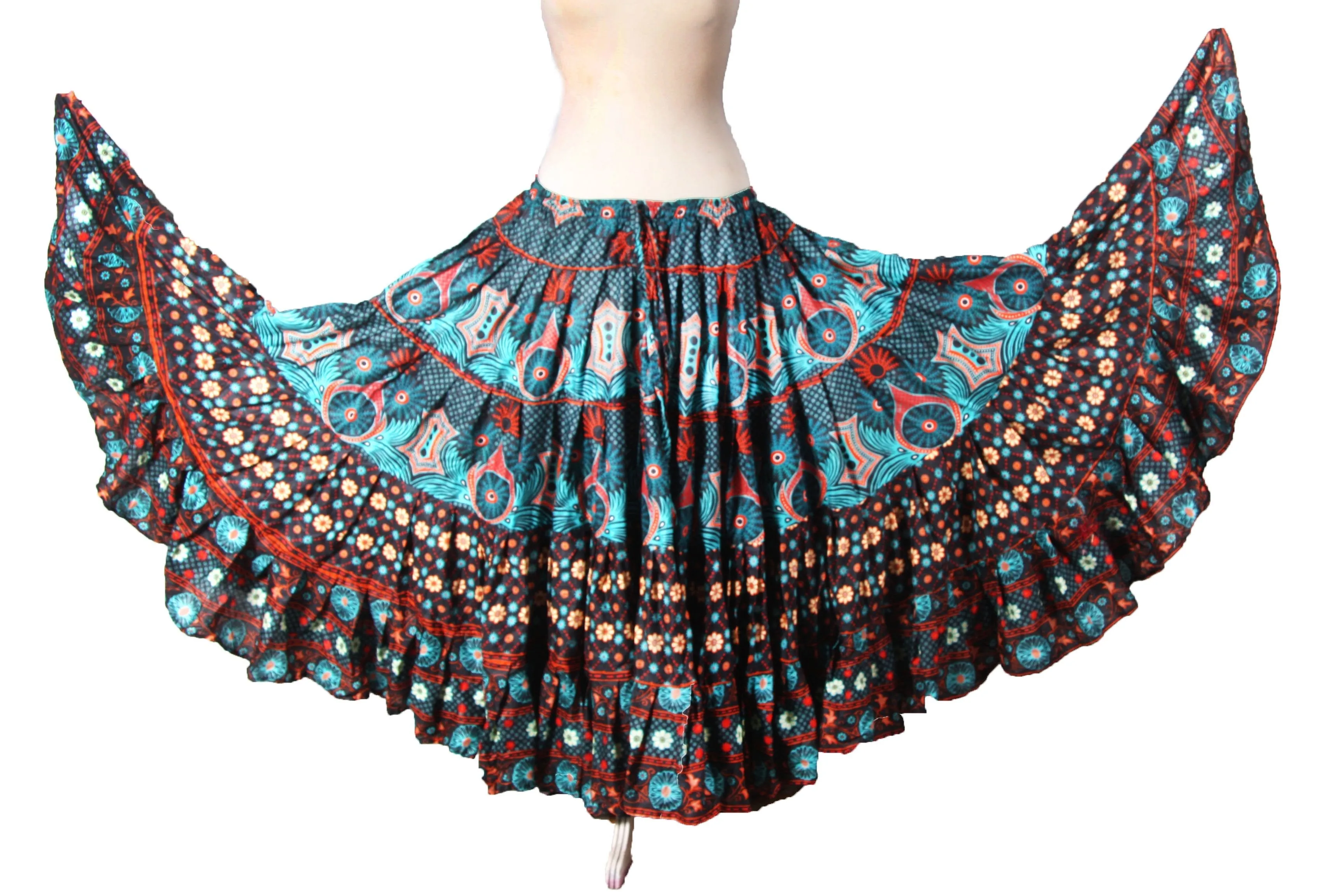 Digital print Skirt  Black /Turquoise WLS