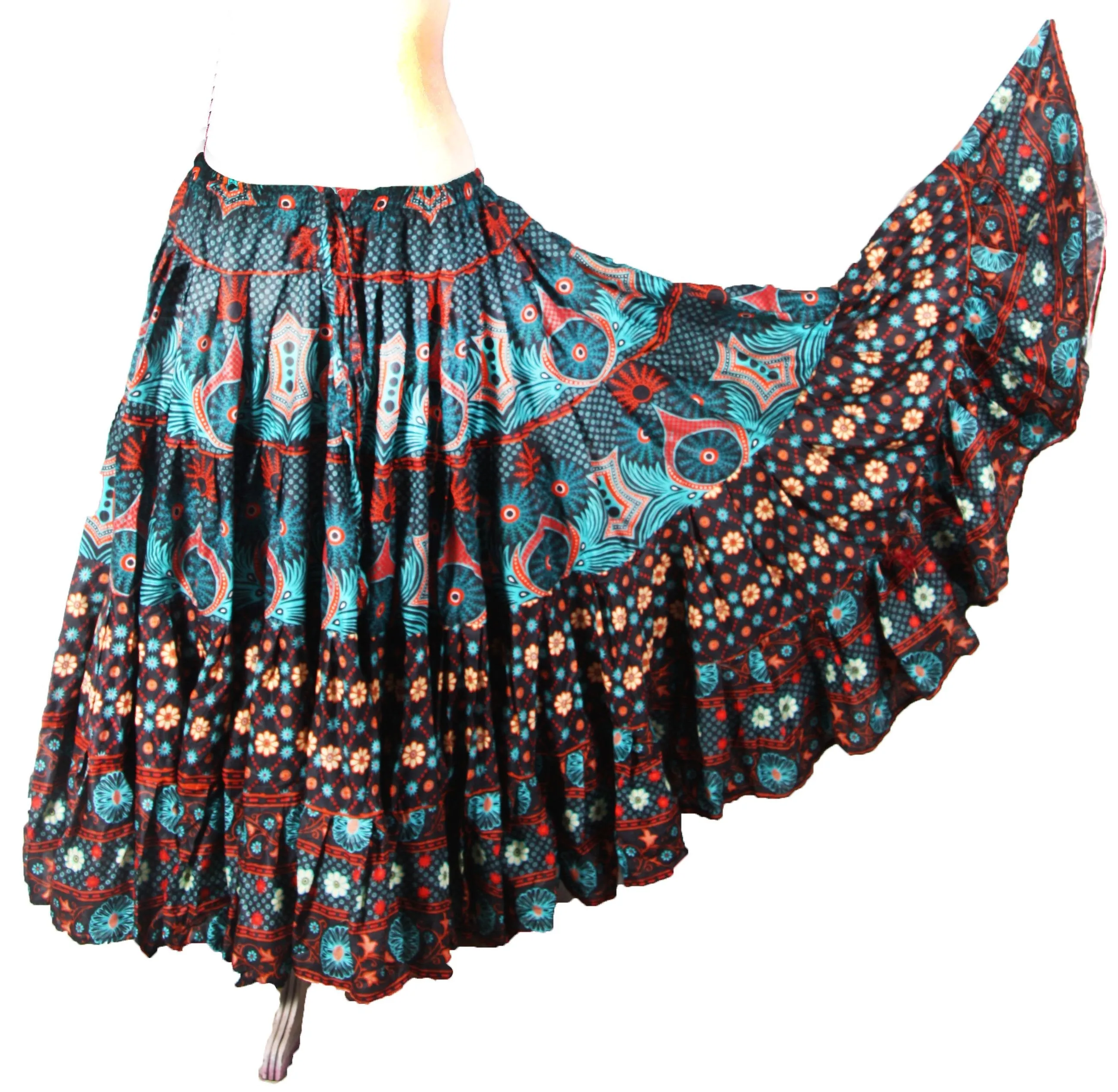 Digital print Skirt  Black /Turquoise WLS