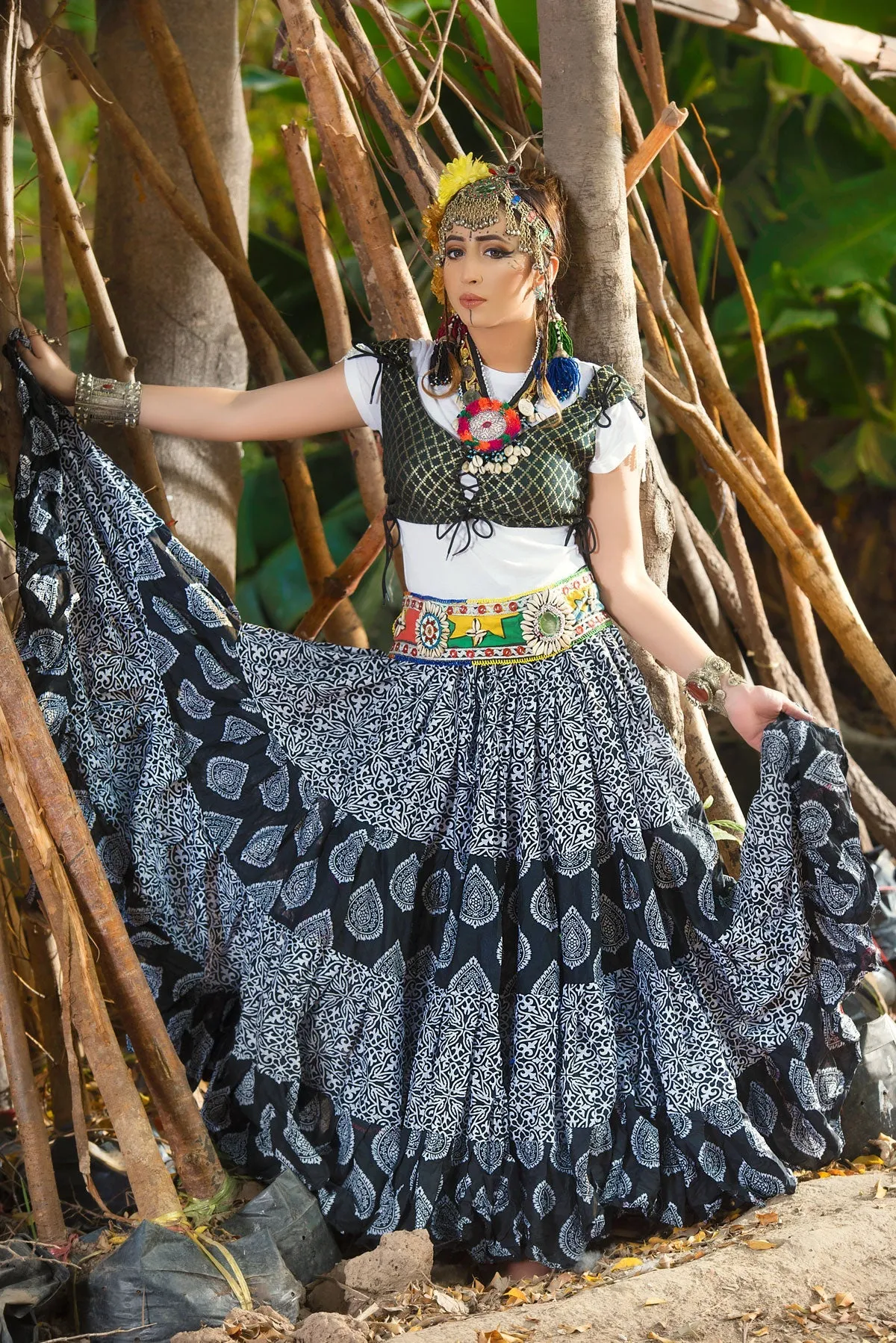 Digital print Skirt Black/White WLS