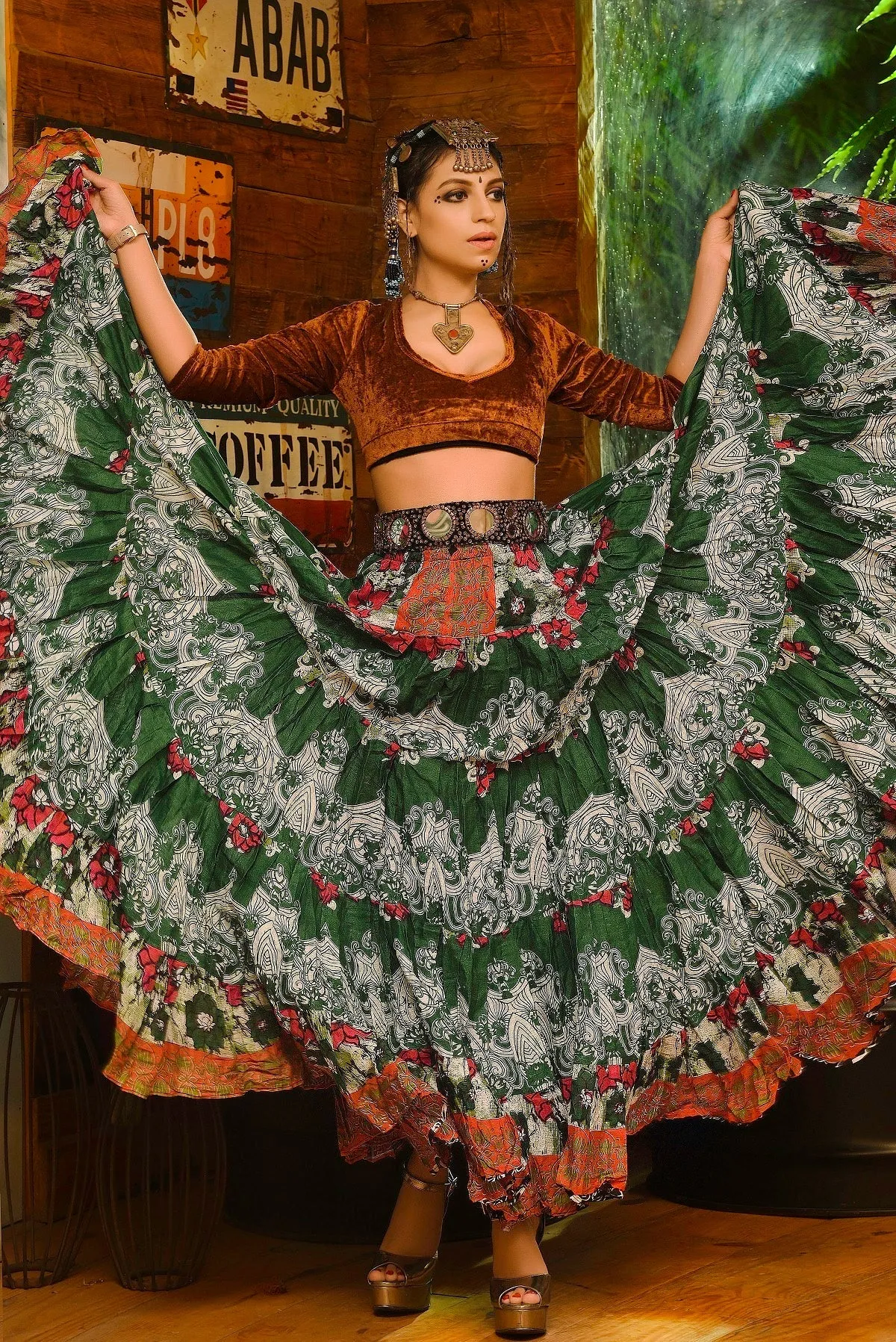 Digital print Skirt green forest WLS