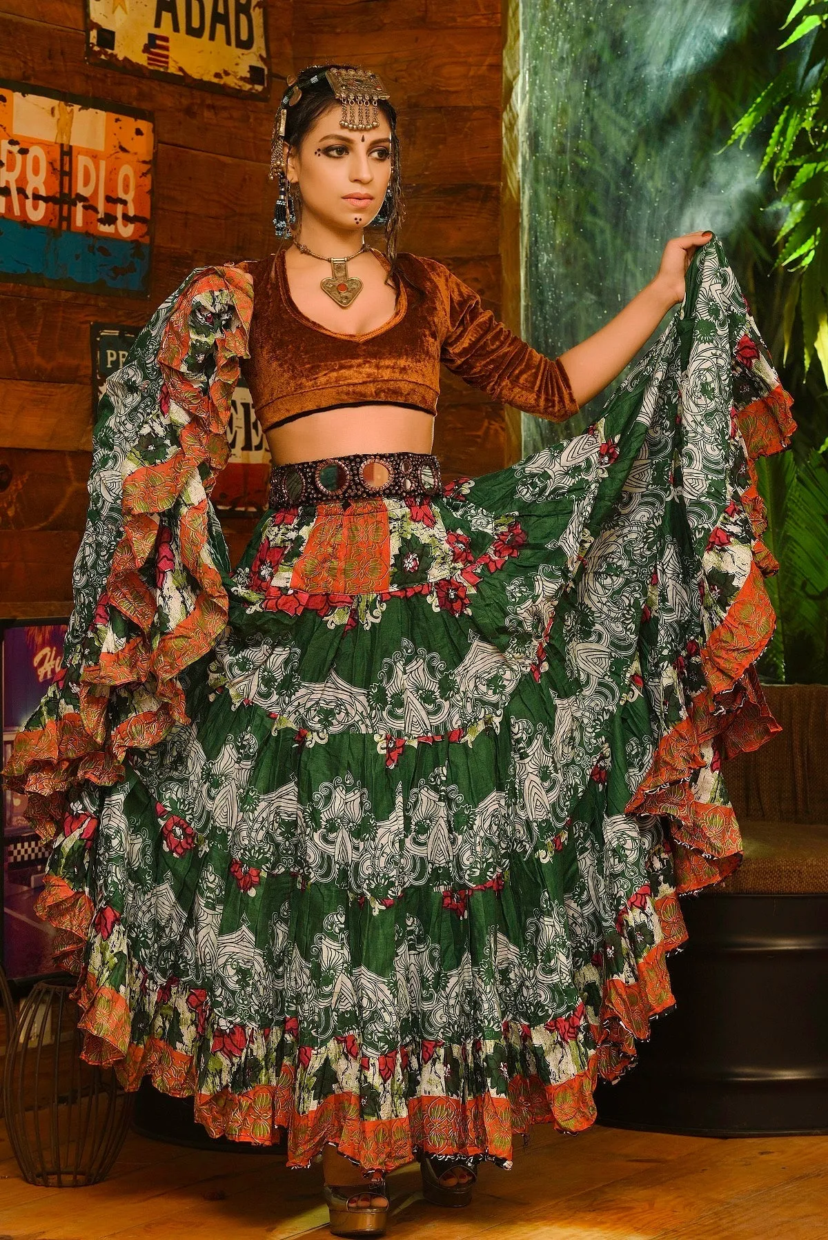 Digital print Skirt green forest WLS