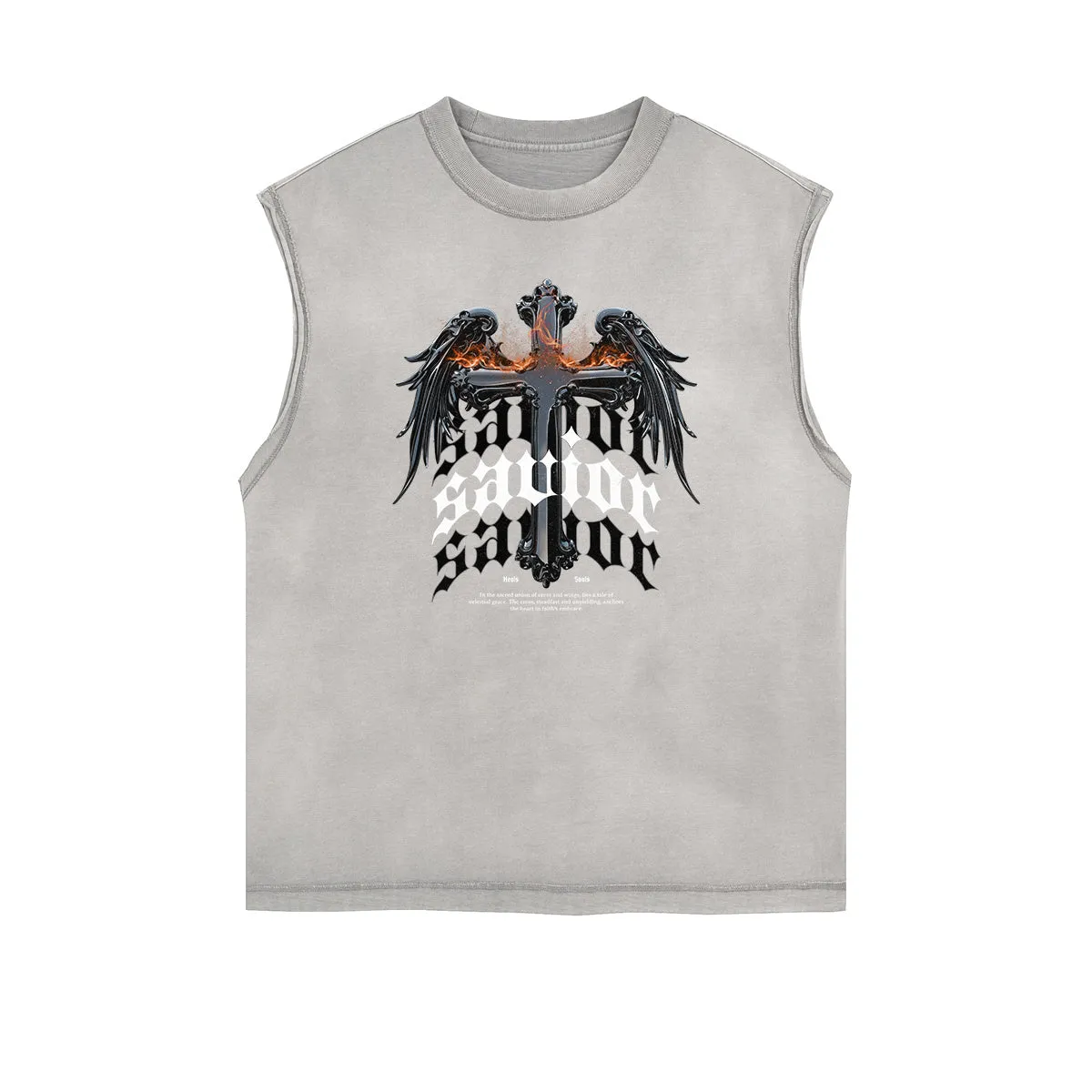 Distressed Angel Pattern Tank Top