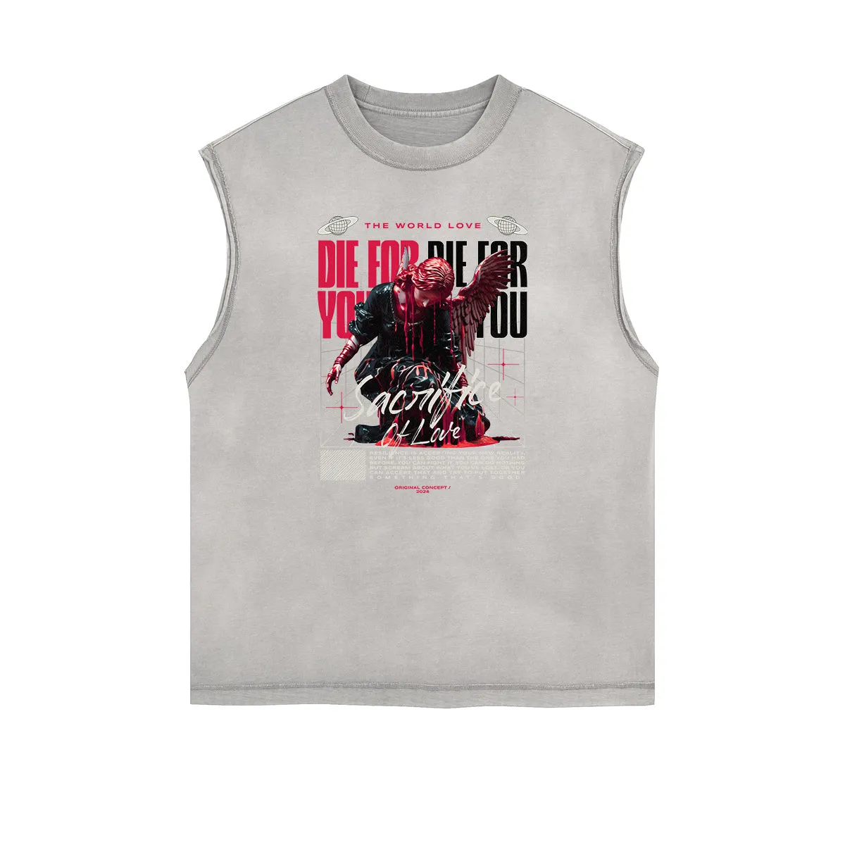 Distressed Angel Pattern Tank Top