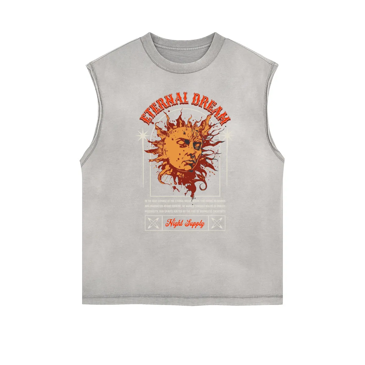 Distressed Sleeveless Summer Vacation Pattern Tee