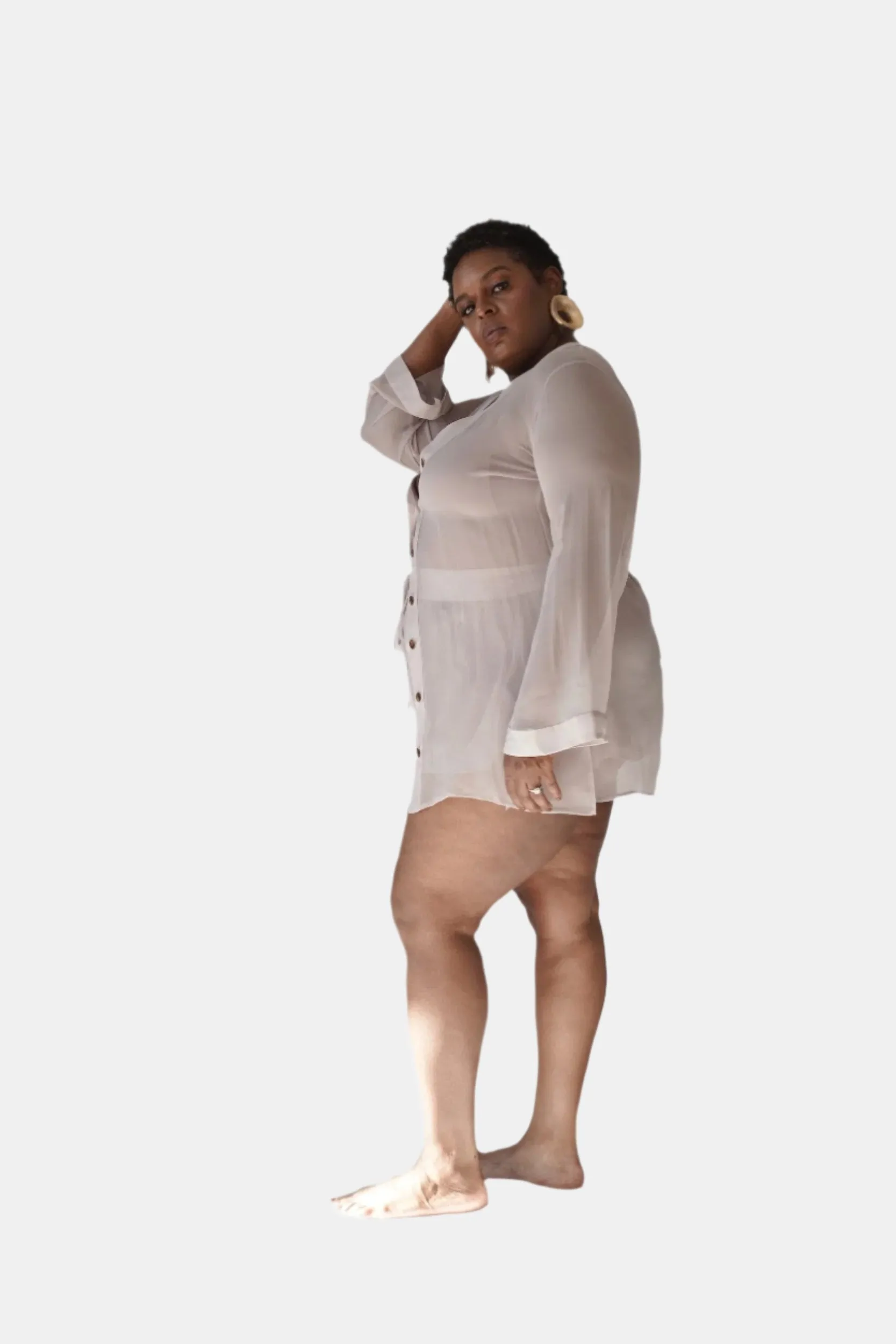 DONNA SILK CHIFFON SHIRT DRESS & SHORT IN BLUSH