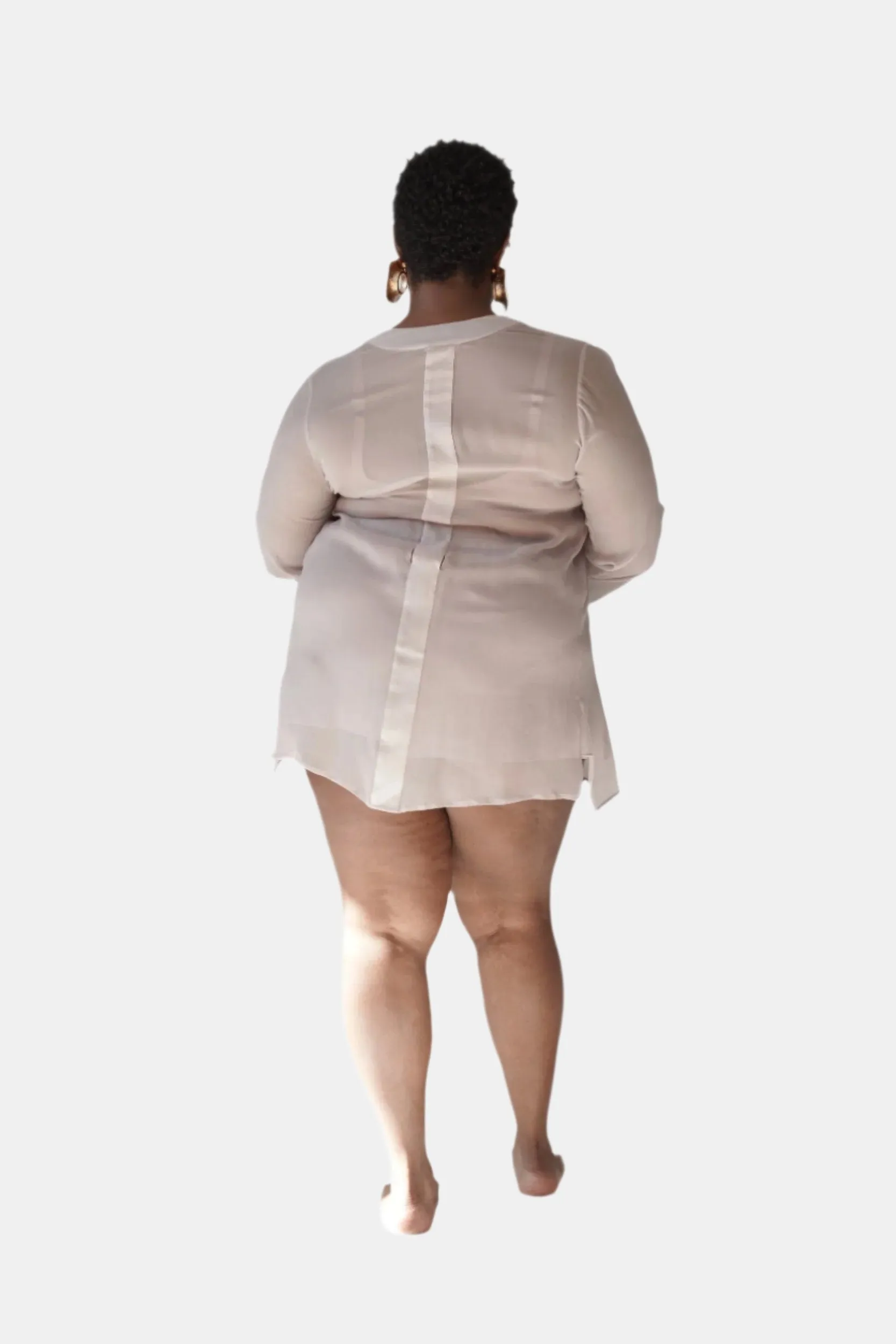 DONNA SILK CHIFFON SHIRT DRESS & SHORT IN BLUSH