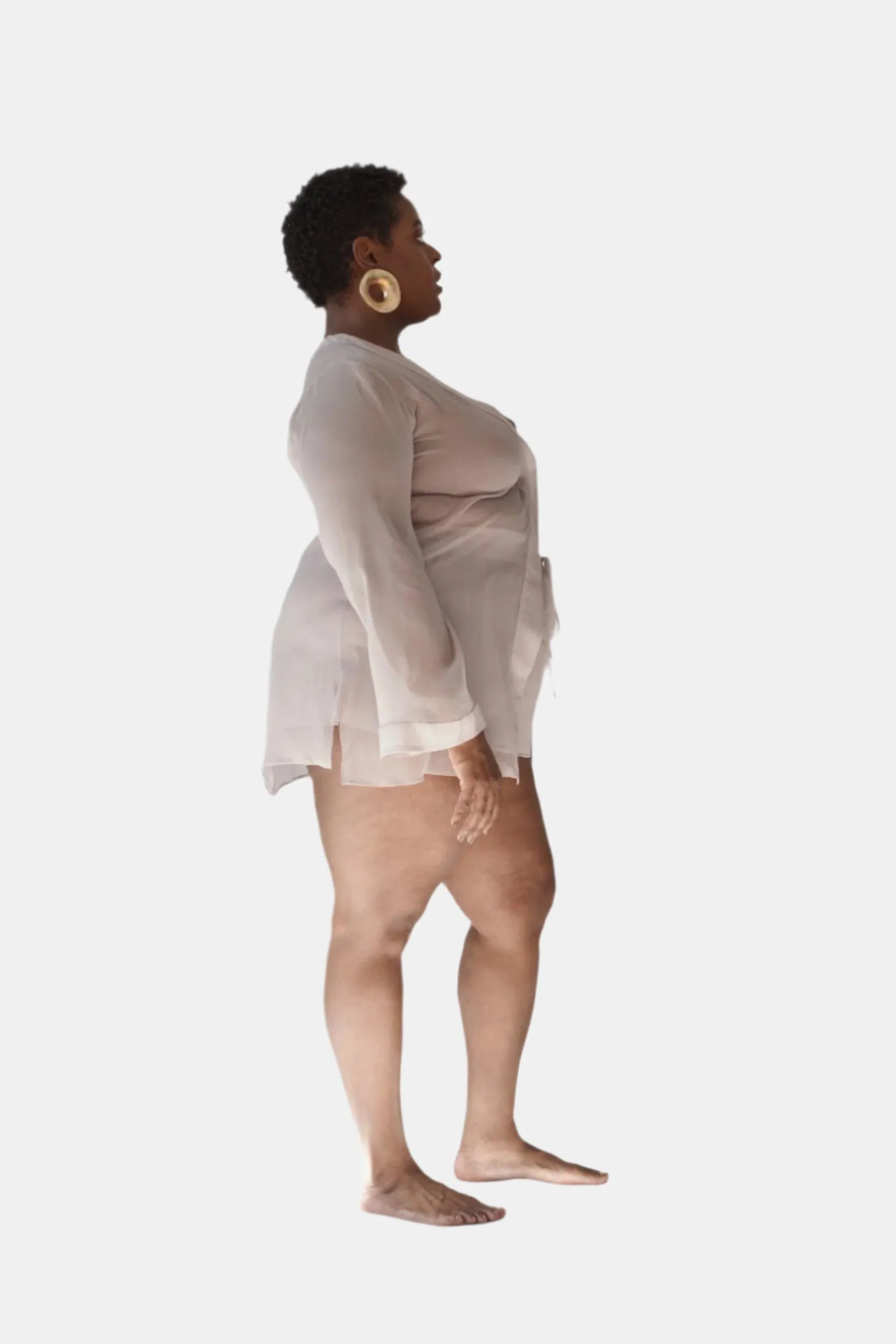 DONNA SILK CHIFFON SHIRT DRESS & SHORT IN BLUSH