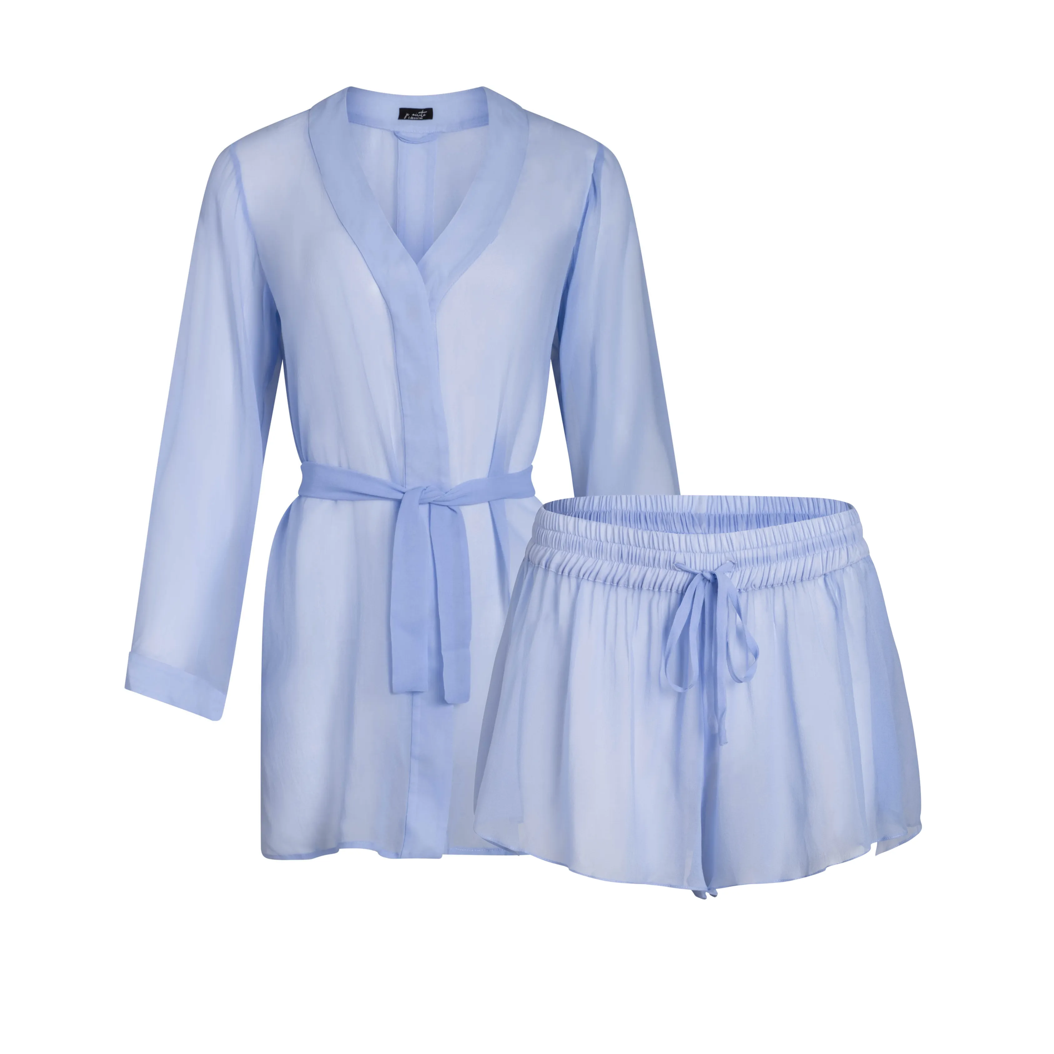 DONNA SILK CHIFFON SHIRT DRESS & SHORT IN PERIWINKLE BLUE