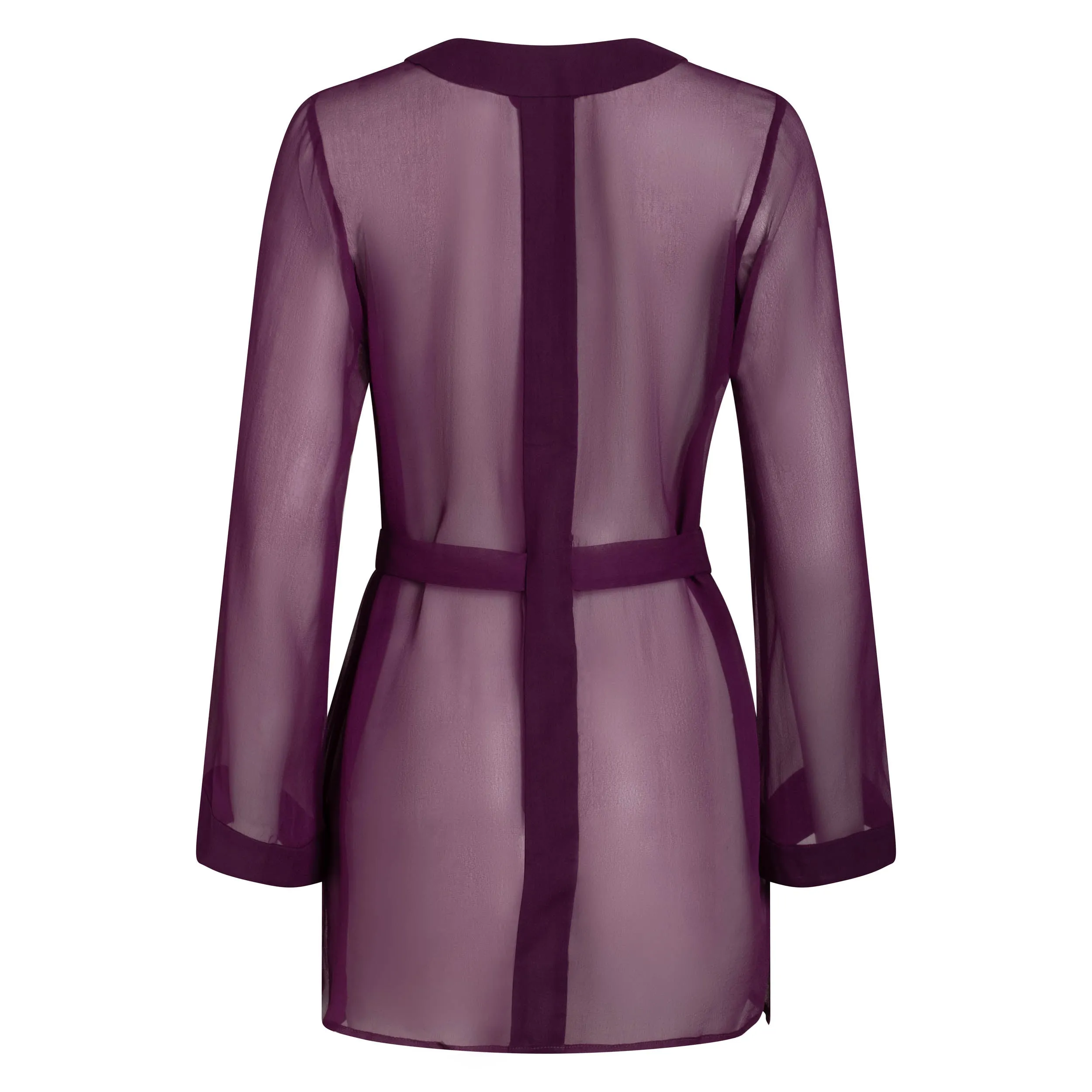 DONNA SILK CHIFFON SHIRT DRESS IN AUBERGINE