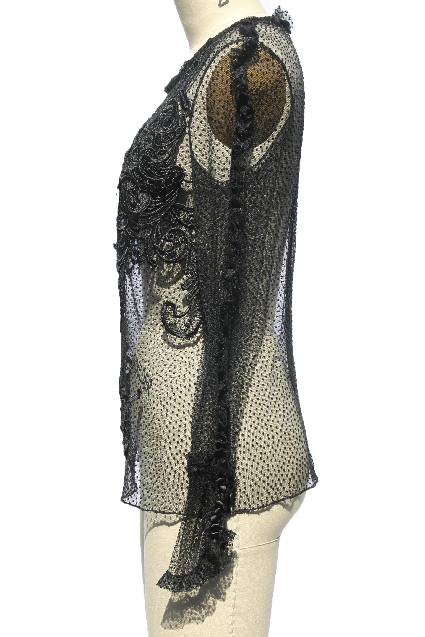 Dot Tulle Guipuré Lace Appliqué Blouse