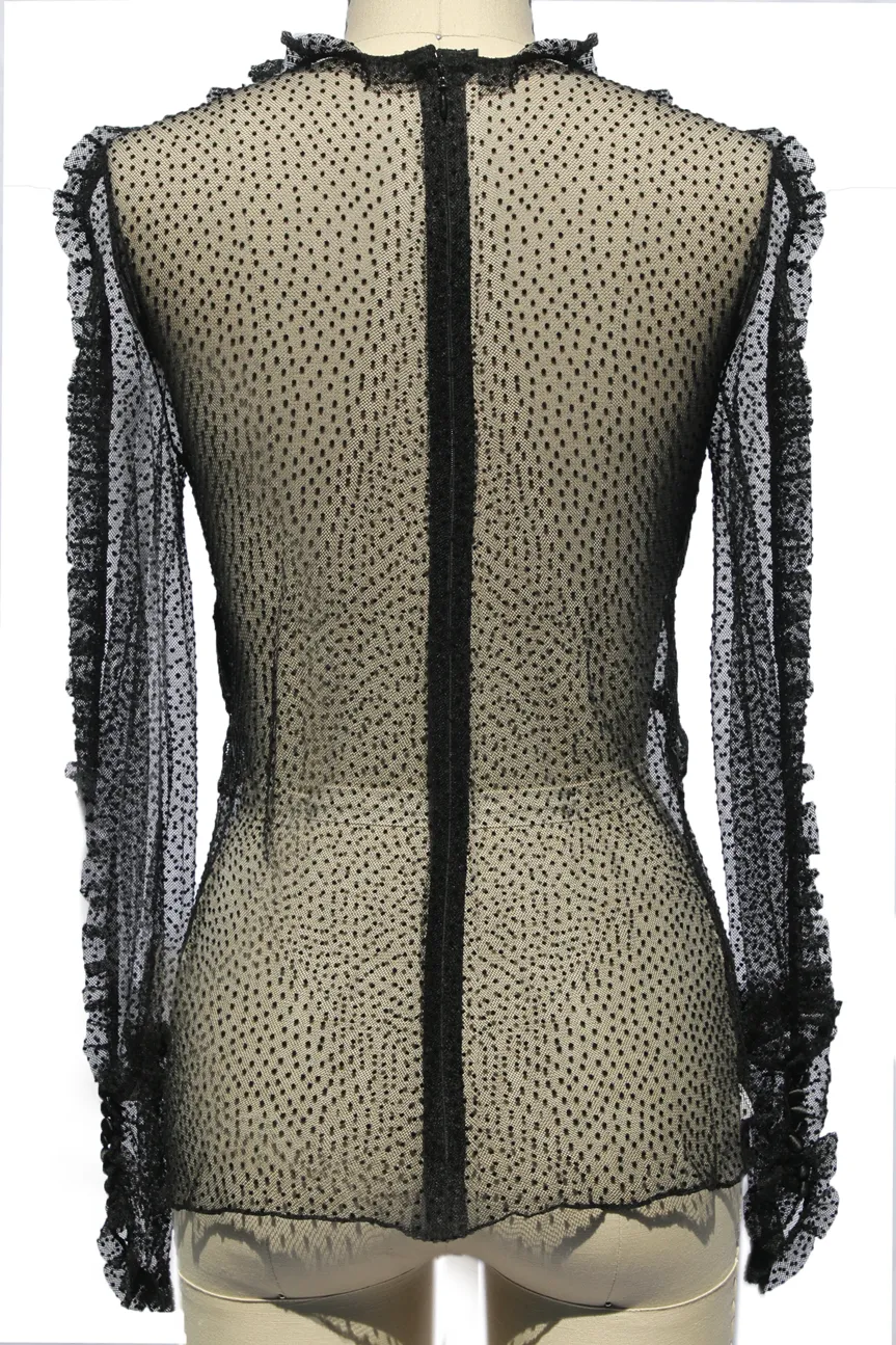 Dot Tulle Guipuré Lace Appliqué Blouse