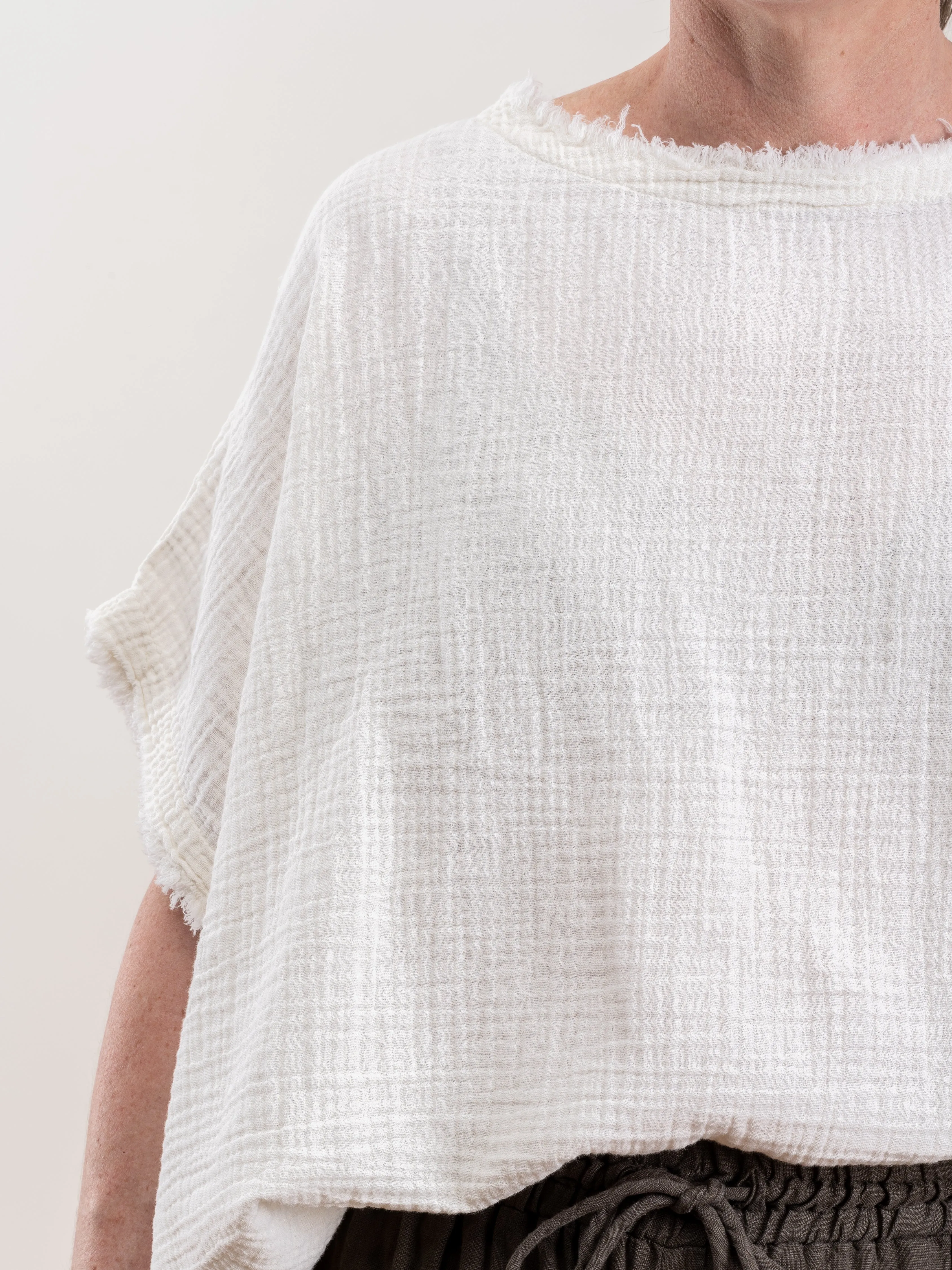 double gauze top - cream