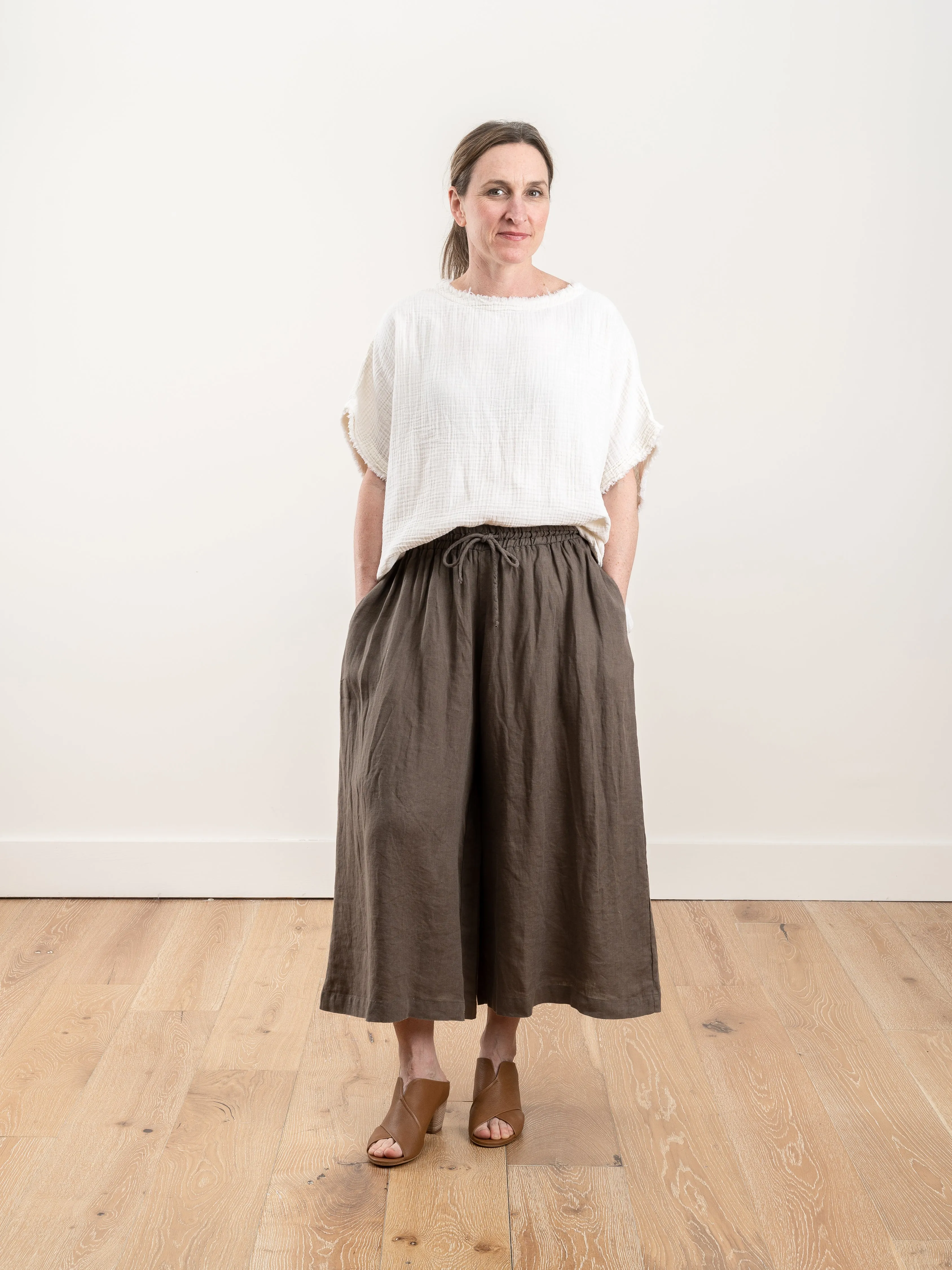 double gauze top - cream