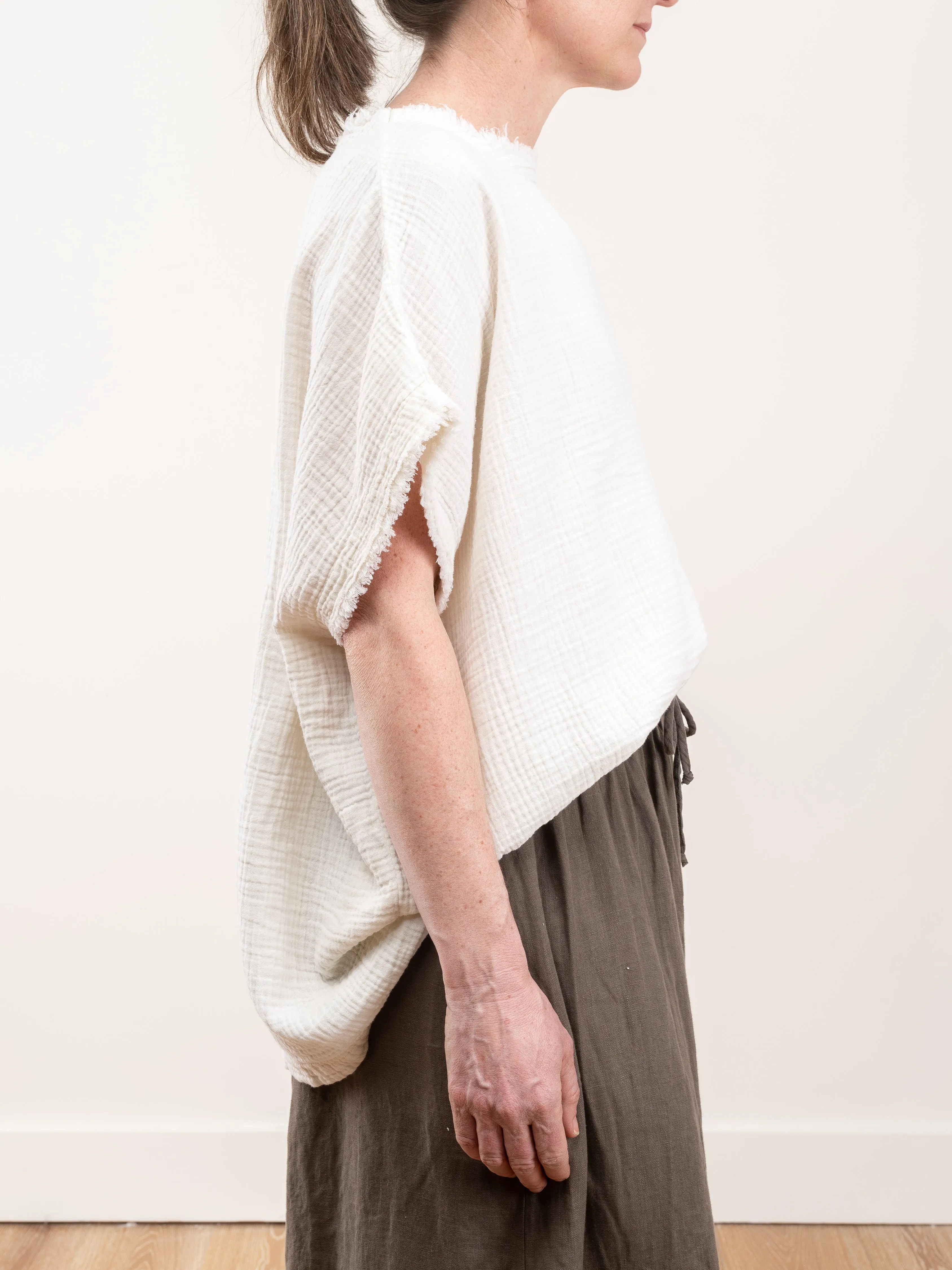 double gauze top - cream