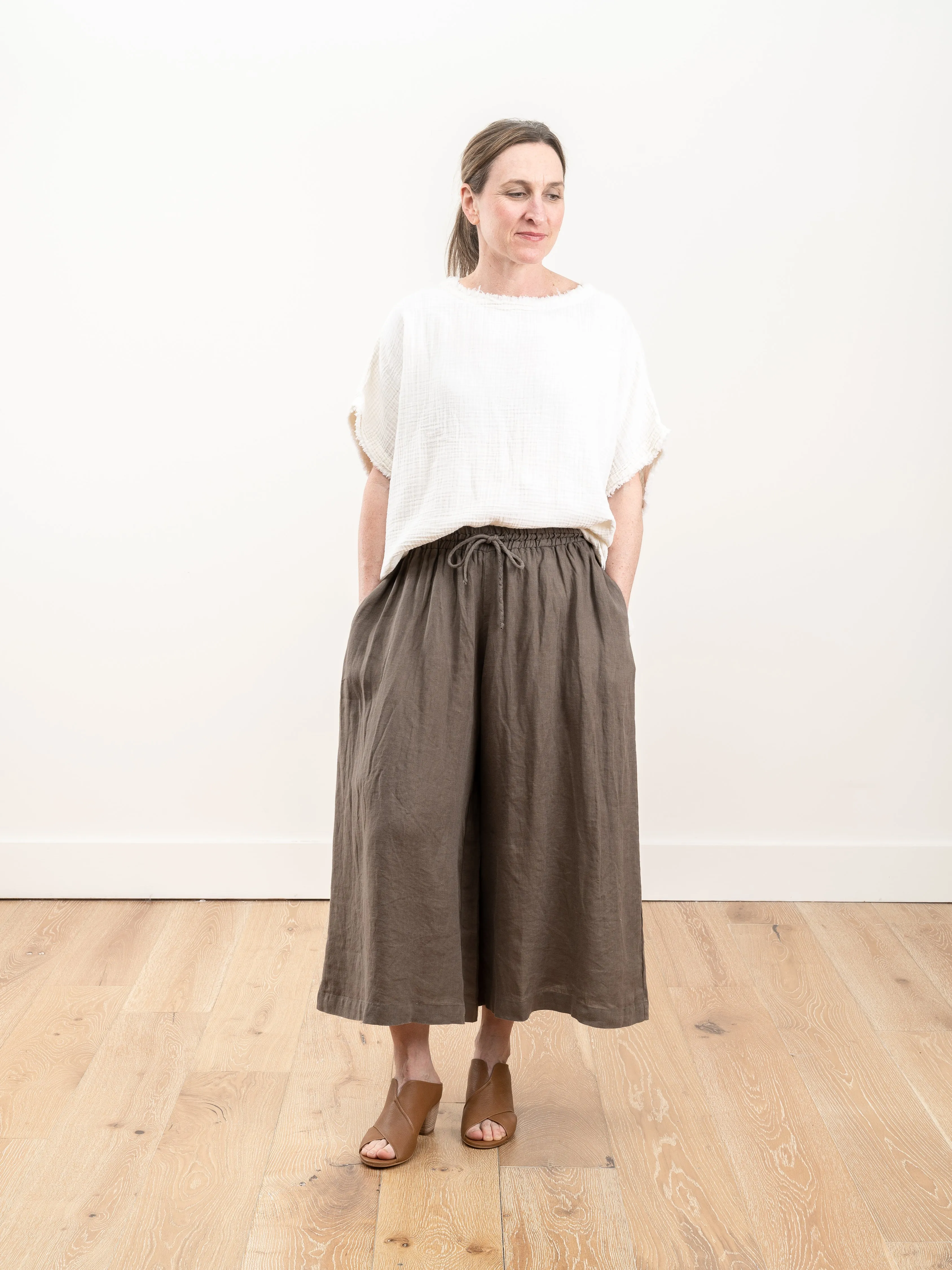 double gauze top - cream