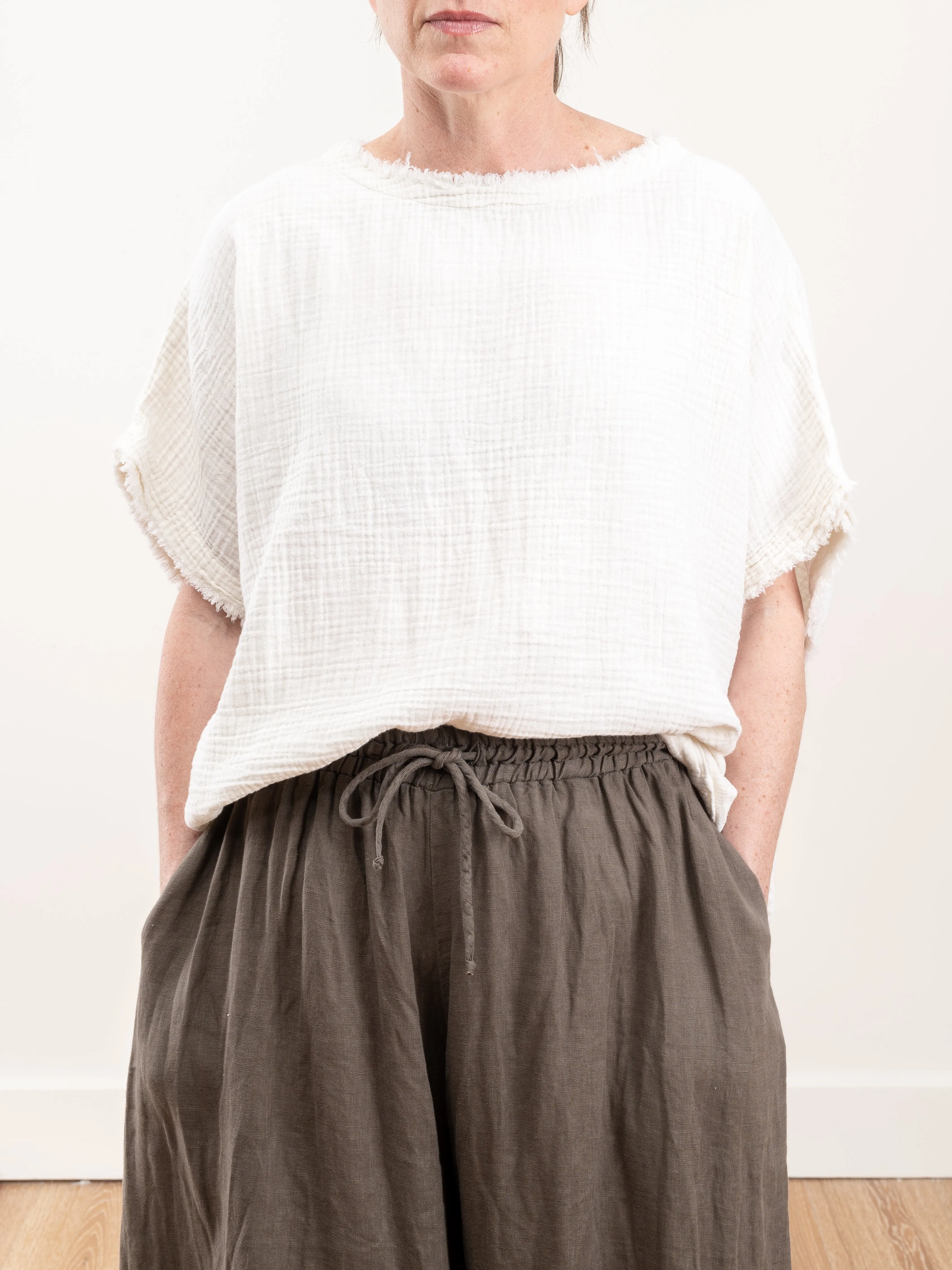 double gauze top - cream