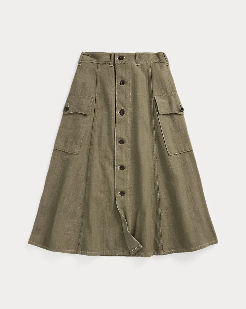 Double RL - Olive Slub Denim Skirt