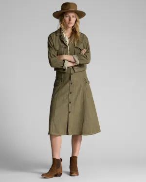 Double RL - Olive Slub Denim Skirt