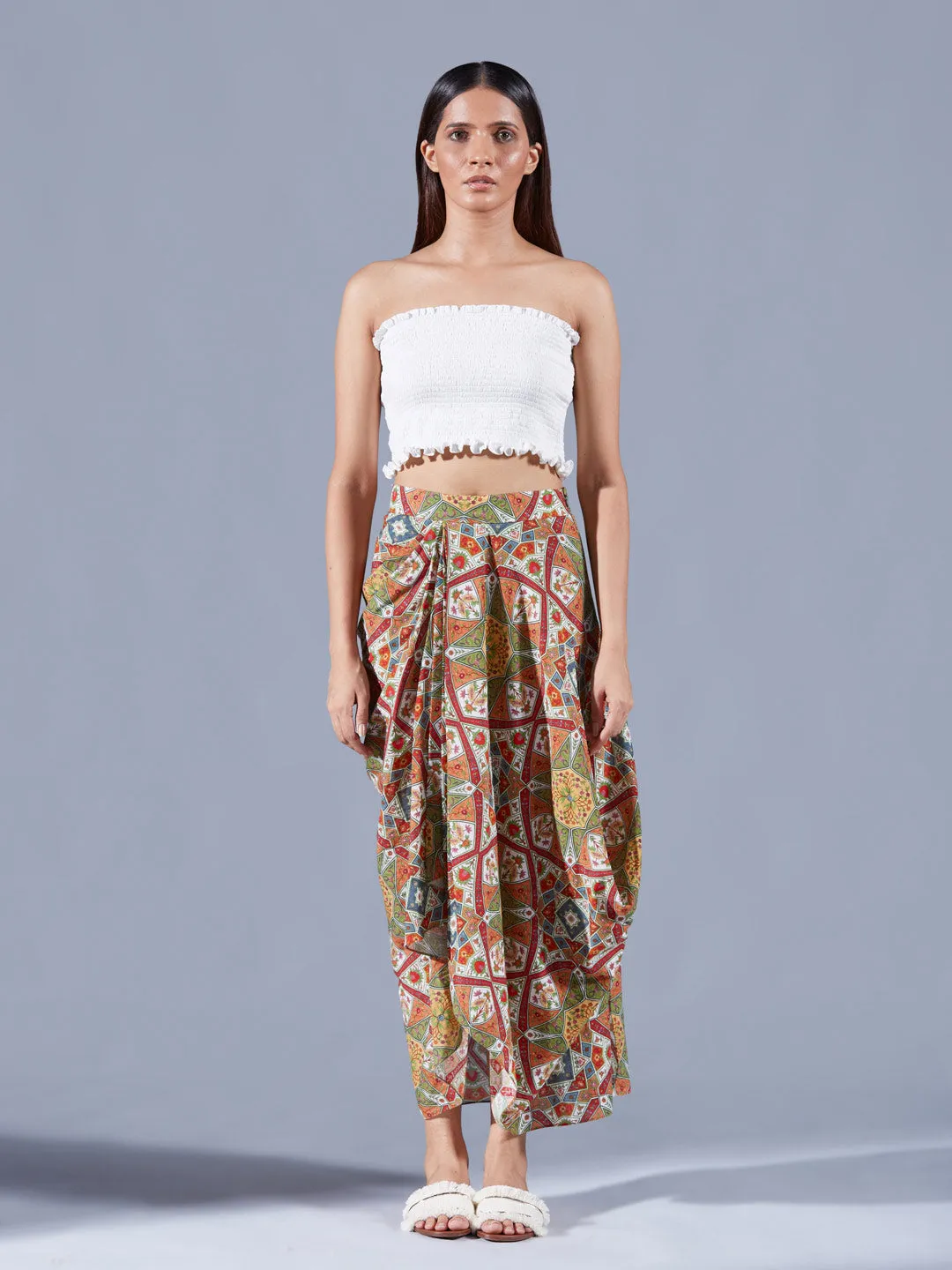 Draped Eirene Asymmetric Skirt