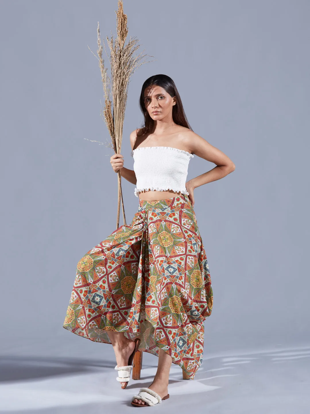 Draped Eirene Asymmetric Skirt