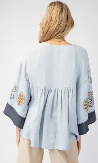 Dusty Blue Cotton Charm Babydoll