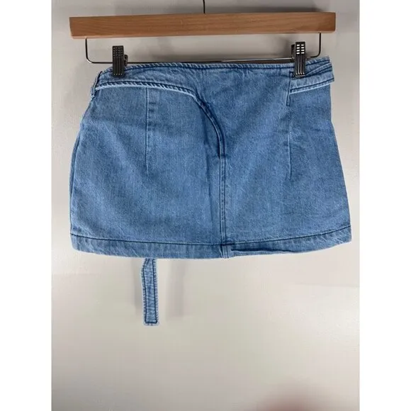 EB denim Wrap Mini Skirt in Daphne Size L LargeSmall NWT