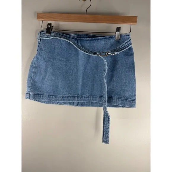 EB denim Wrap Mini Skirt in Daphne Size L LargeSmall NWT