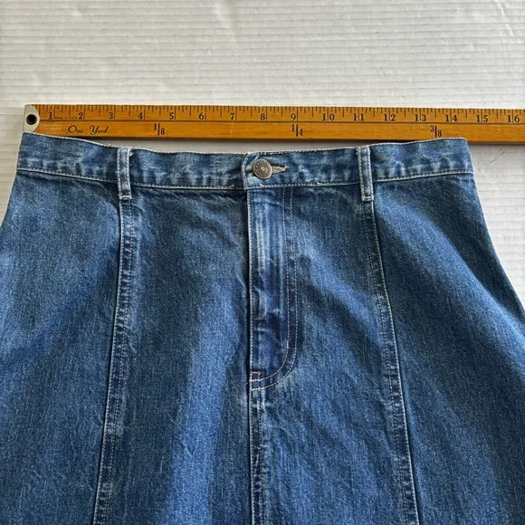 Eddie Bauer Maxi Jean Skirt Denim Back Slit 90s Y2K Women’s Size 6 NWOT