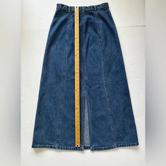 Eddie Bauer Maxi Jean Skirt Denim Back Slit 90s Y2K Women’s Size 6 NWOT