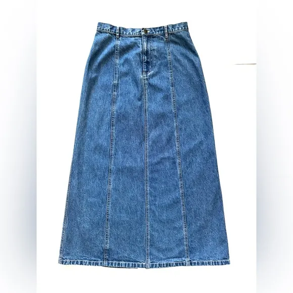 Eddie Bauer Maxi Jean Skirt Denim Back Slit 90s Y2K Women’s Size 6 NWOT