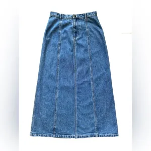 Eddie Bauer Maxi Jean Skirt Denim Back Slit 90s Y2K Women’s Size 6 NWOT