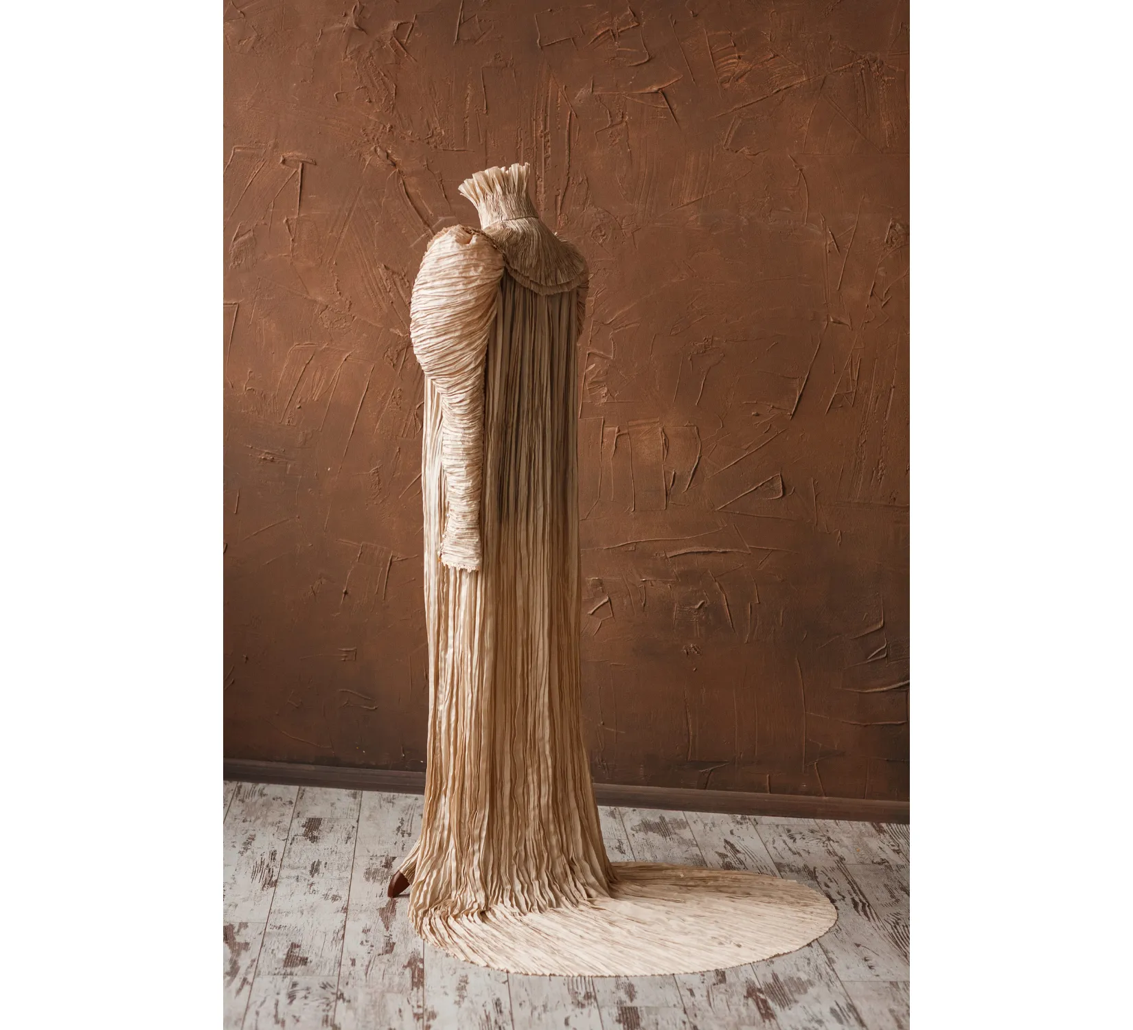 Edwardian beige silk Edith Cushing Crimson Peak pleated nightgown