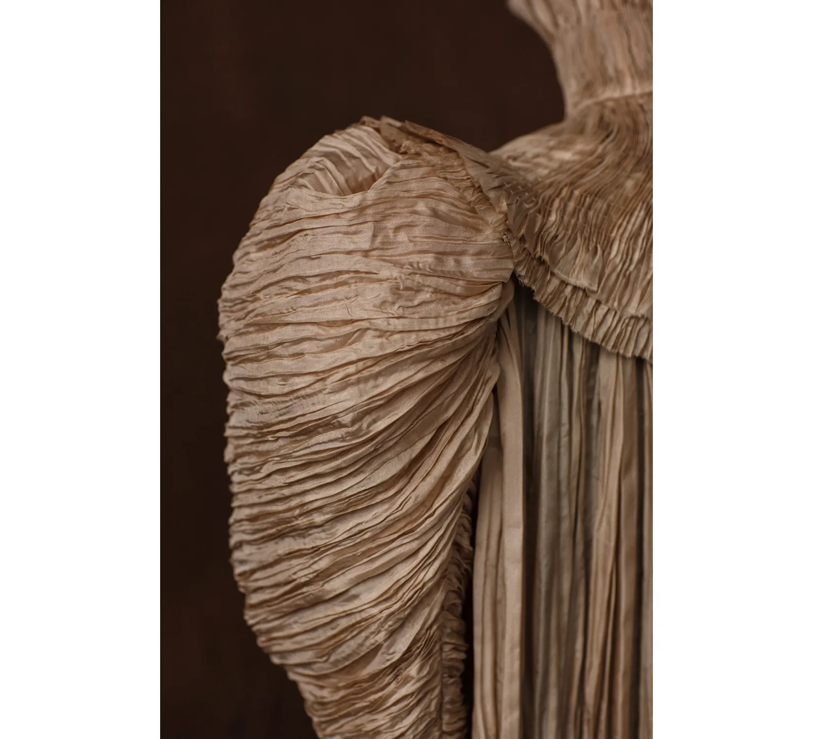 Edwardian beige silk Edith Cushing Crimson Peak pleated nightgown
