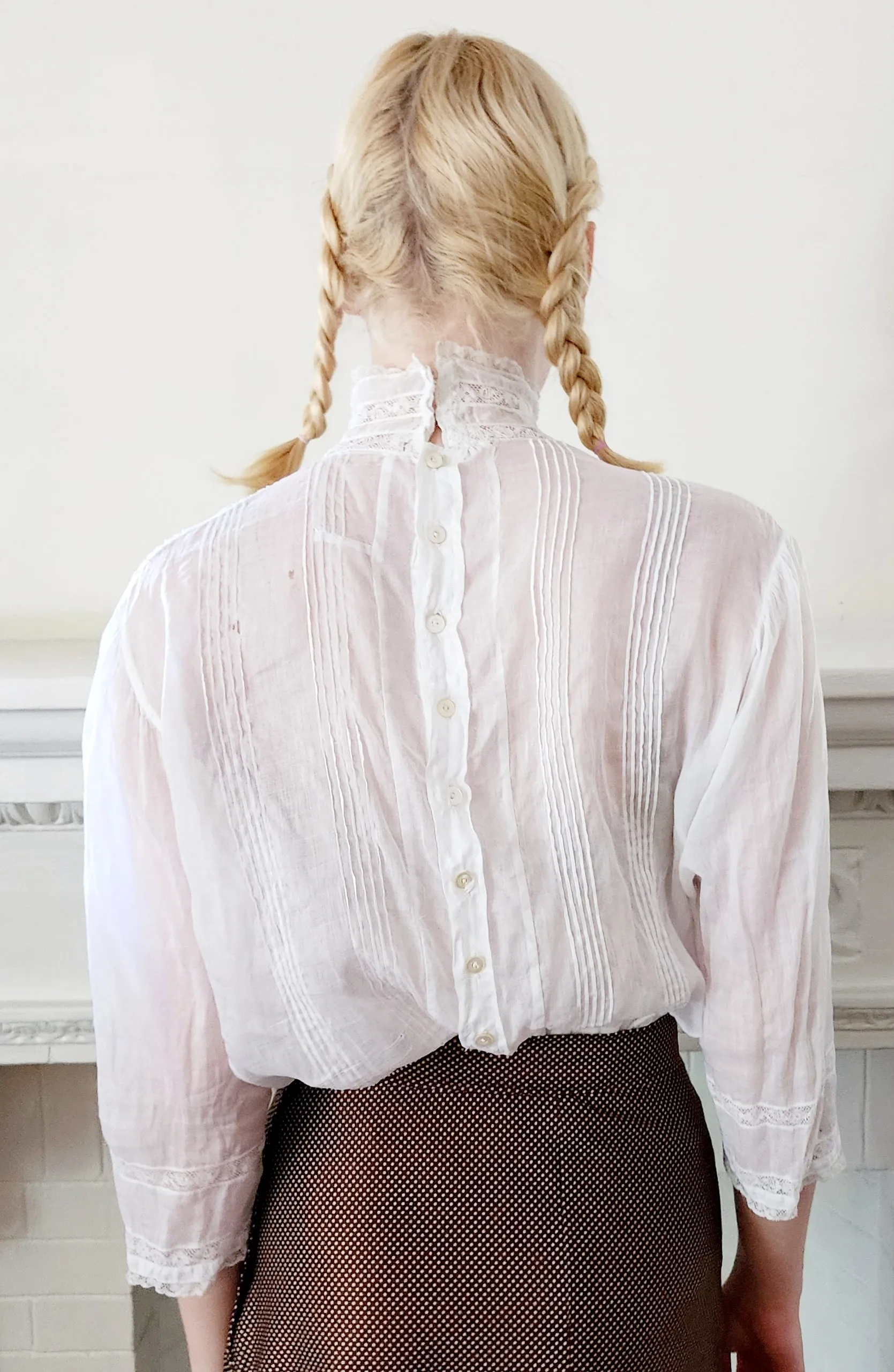 Edwardian Blouse White Cotton Cut Lace  Mccurdy / Large