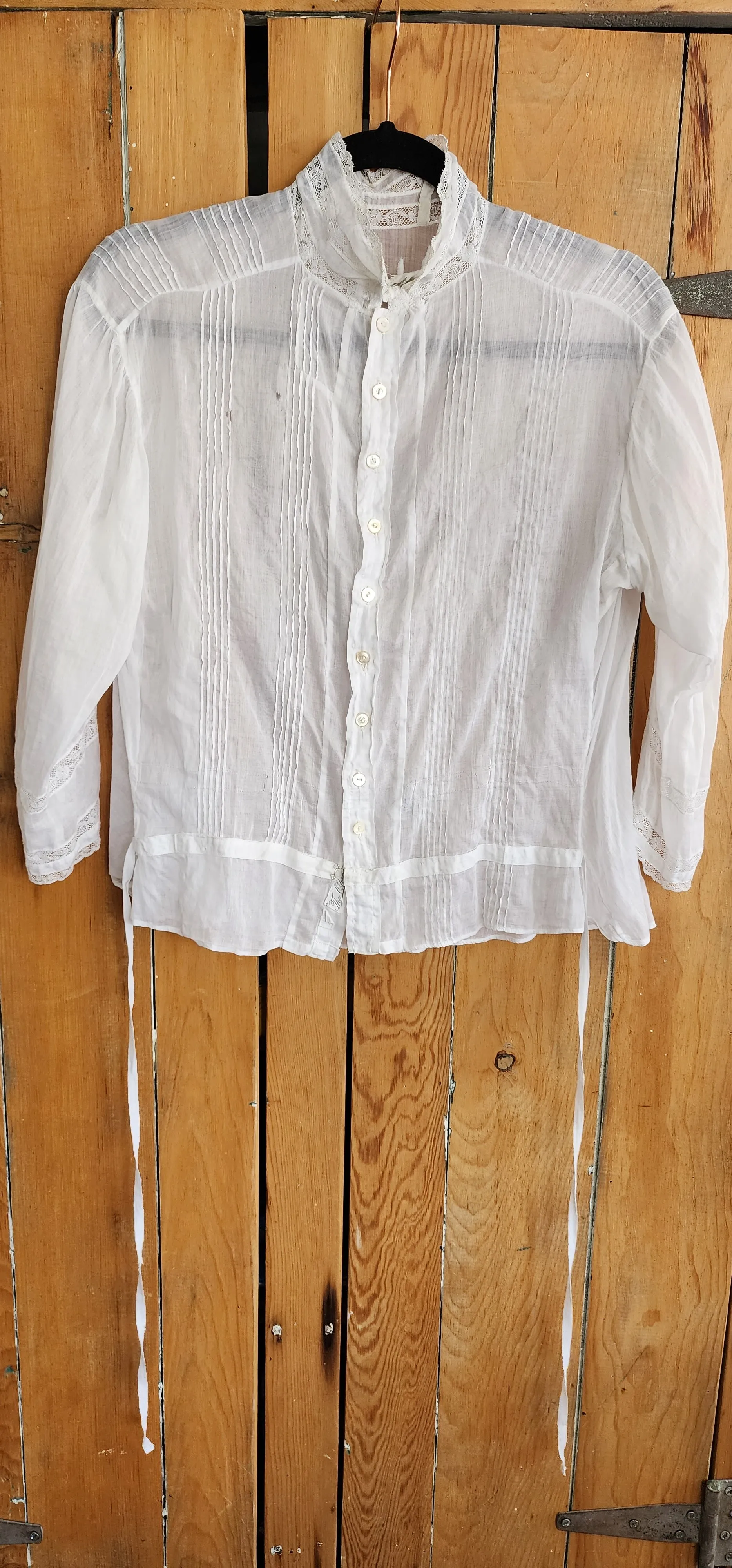 Edwardian Blouse White Cotton Cut Lace  Mccurdy / Large