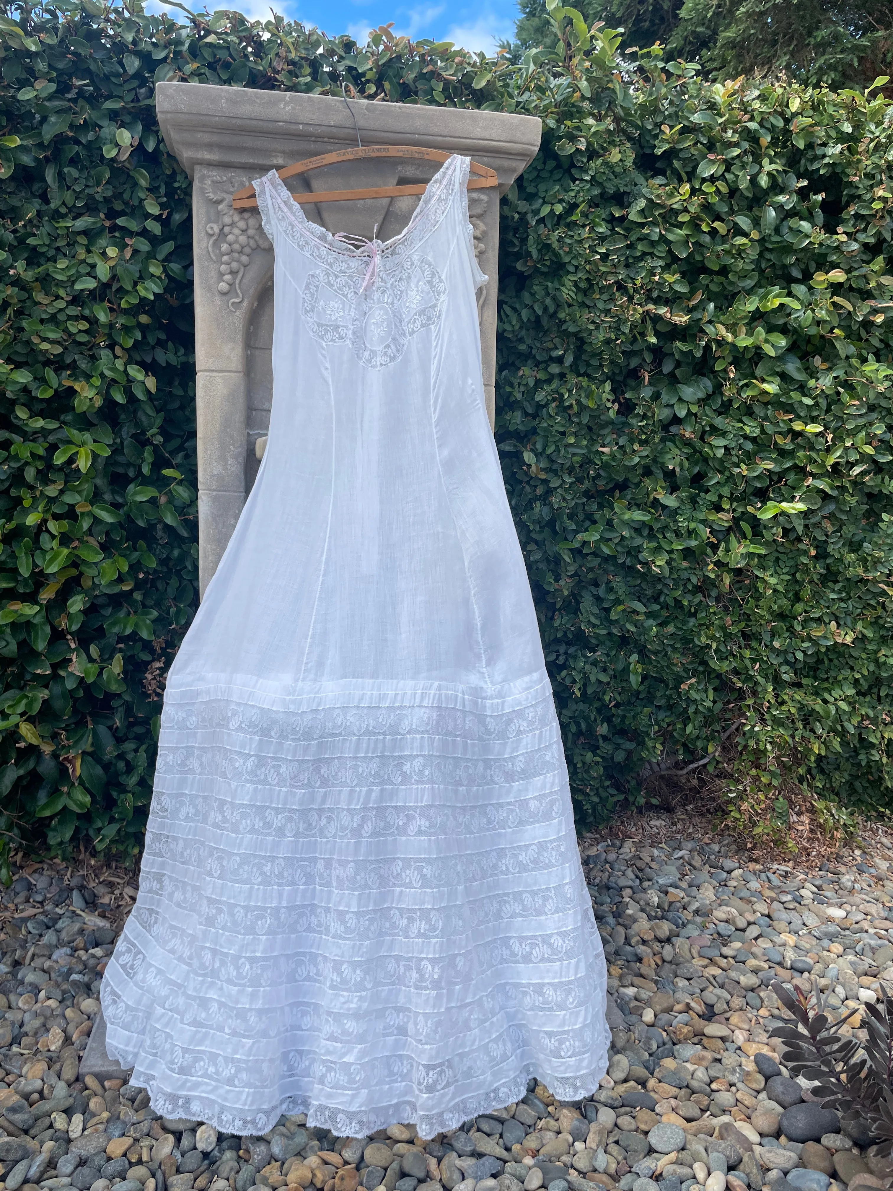 Edwardian Fine Cotton Valenciennes Lace Whitework Dress