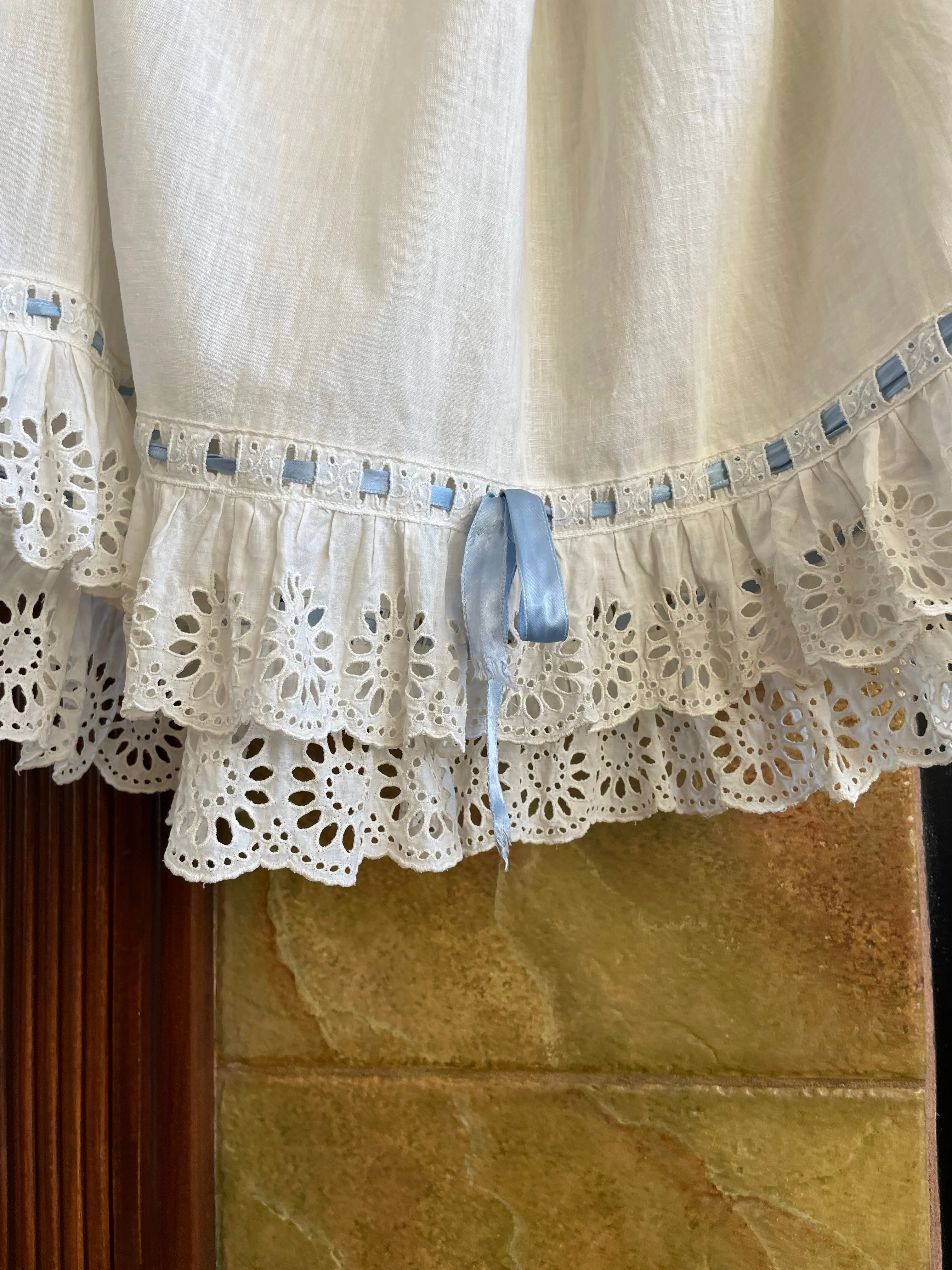 Edwardian Woven Ribbon Short Eyelet Cotton Petticoat