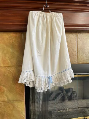 Edwardian Woven Ribbon Short Eyelet Cotton Petticoat