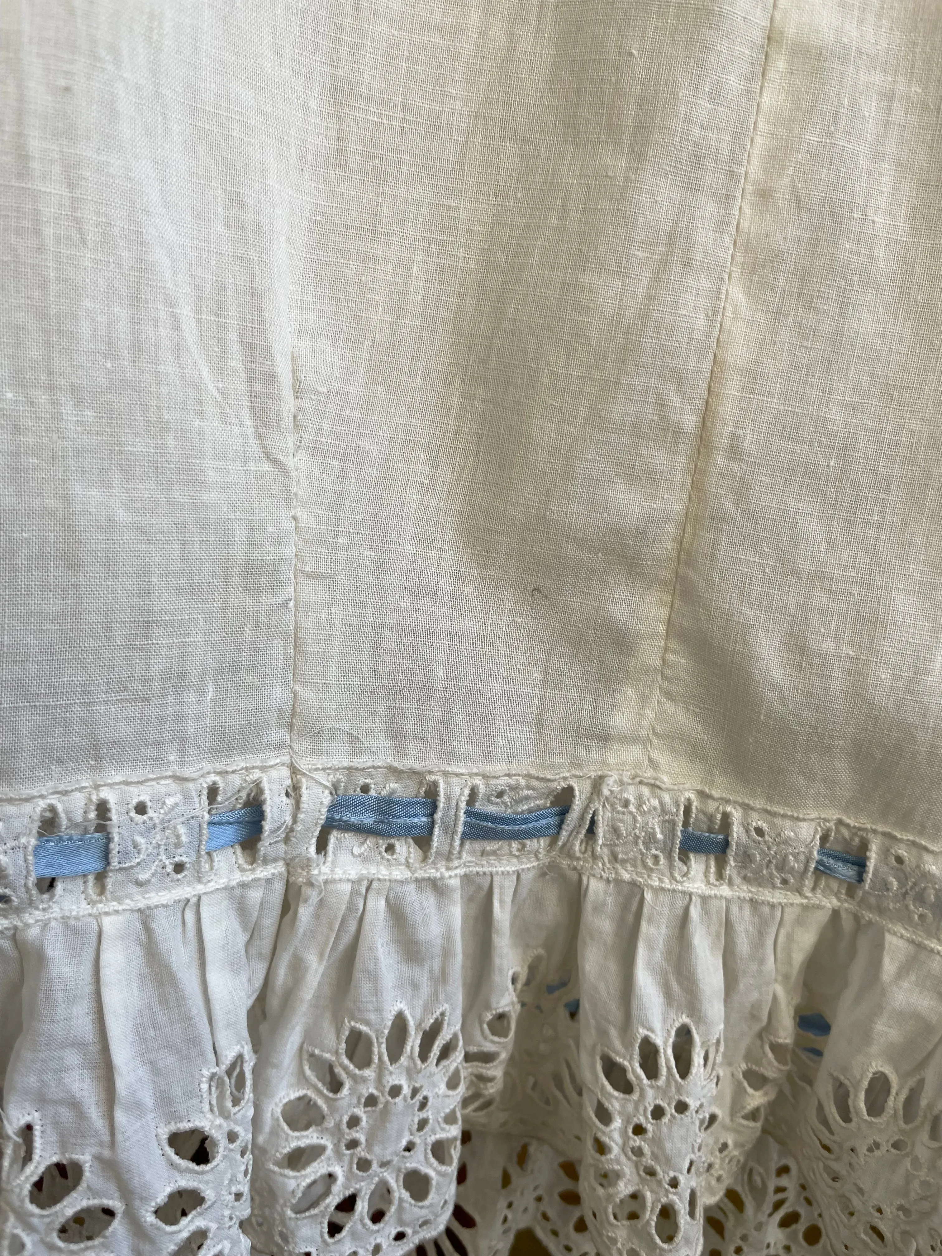 Edwardian Woven Ribbon Short Eyelet Cotton Petticoat