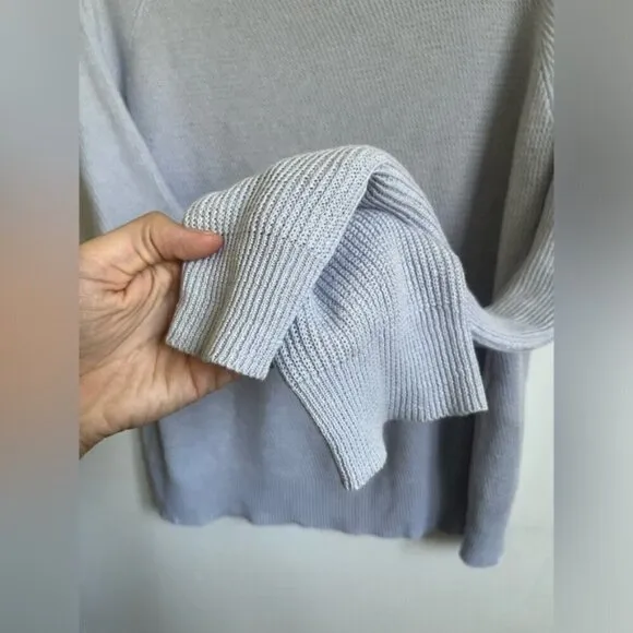 Eileen Fisher Knit Relaxed Pullover Linen Cotton Sweater Periwinkle Blue - Small