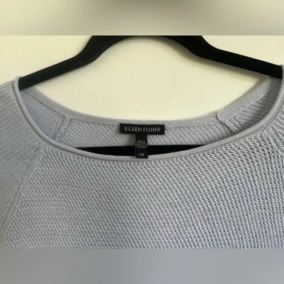Eileen Fisher Knit Relaxed Pullover Linen Cotton Sweater Periwinkle Blue - Small