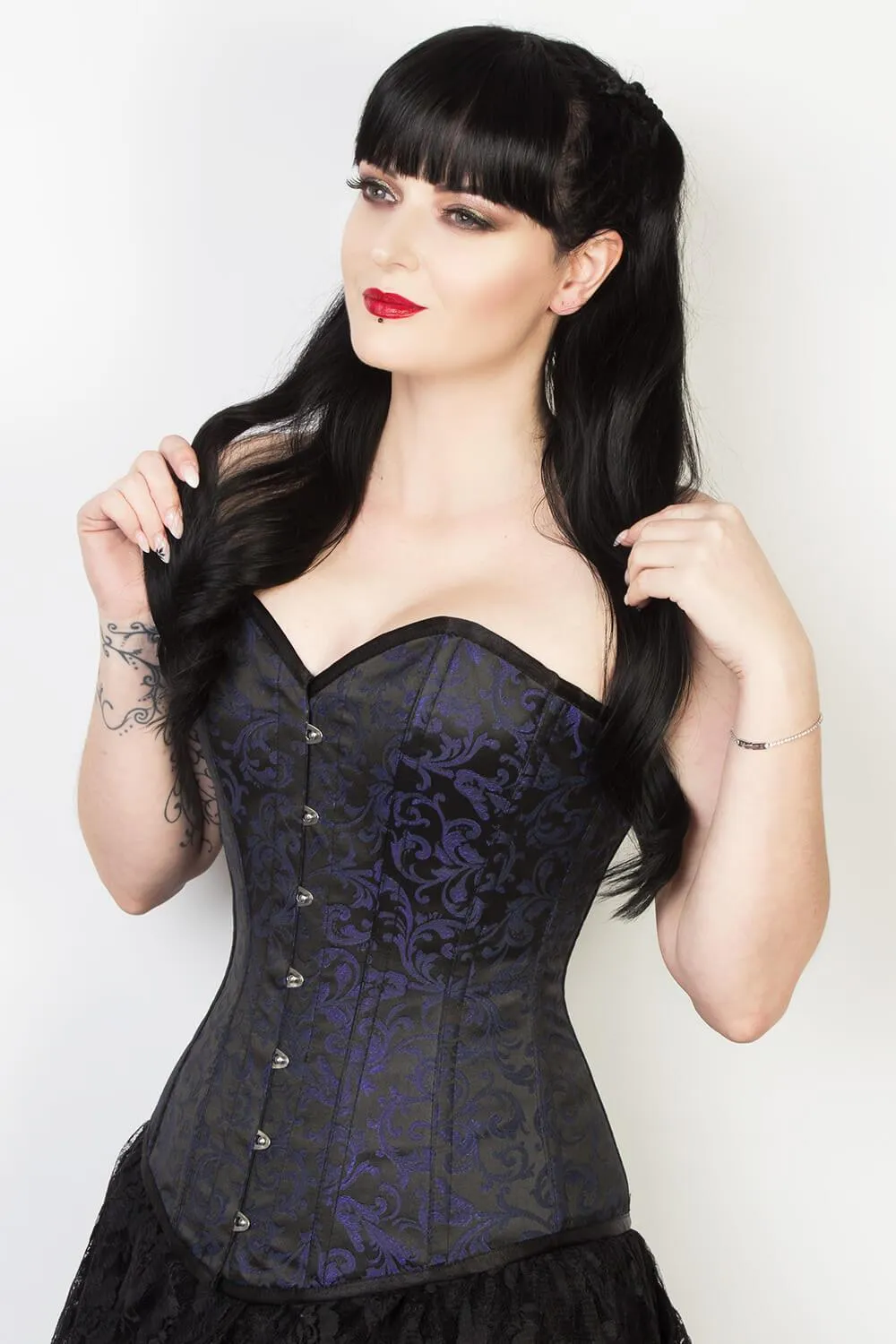 EL-335 - Custom Made Gothic Overbust Brocade Longline Corset